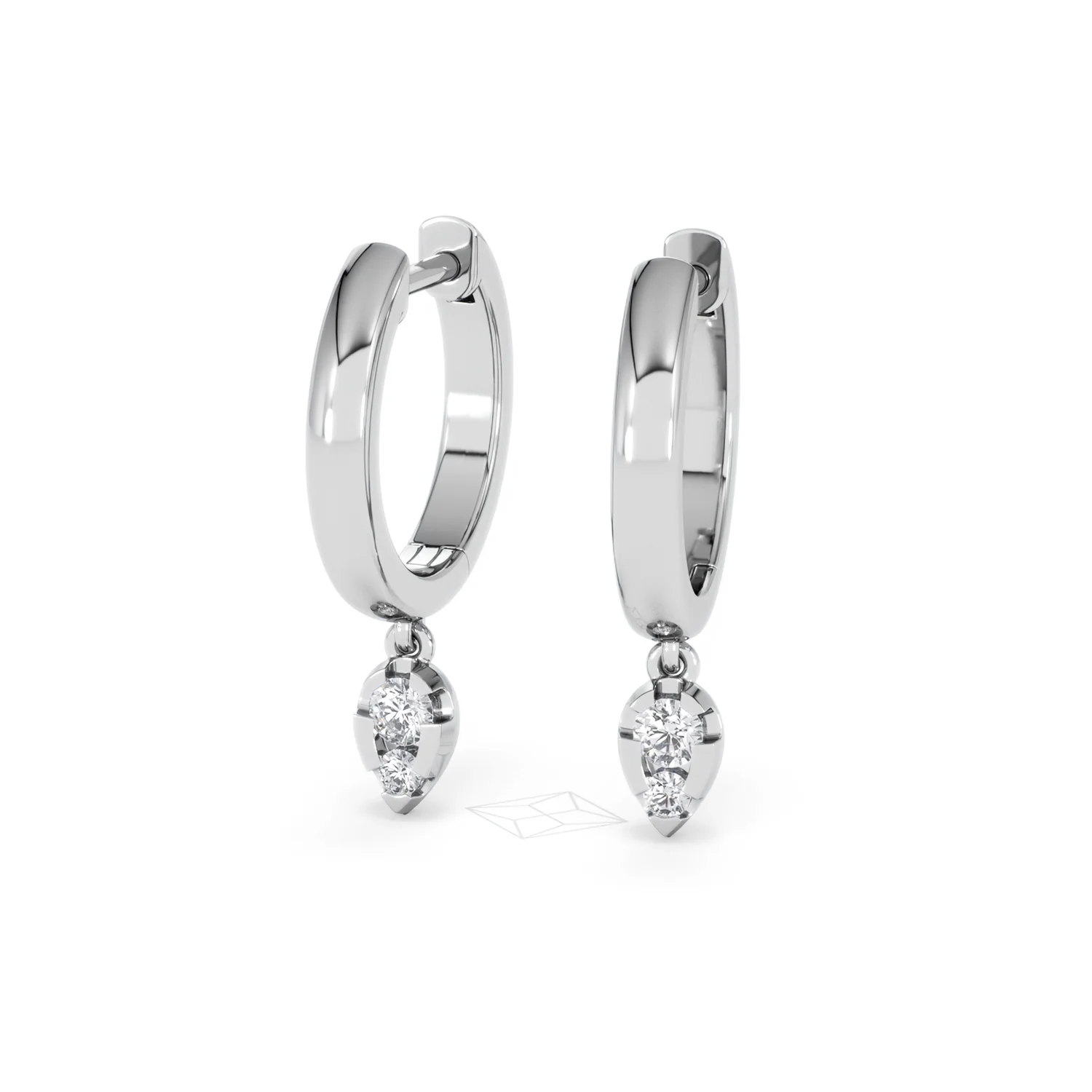 Lab Diamond 0.15ct Marquise Drop Huggies in 925 Silver - Image 84