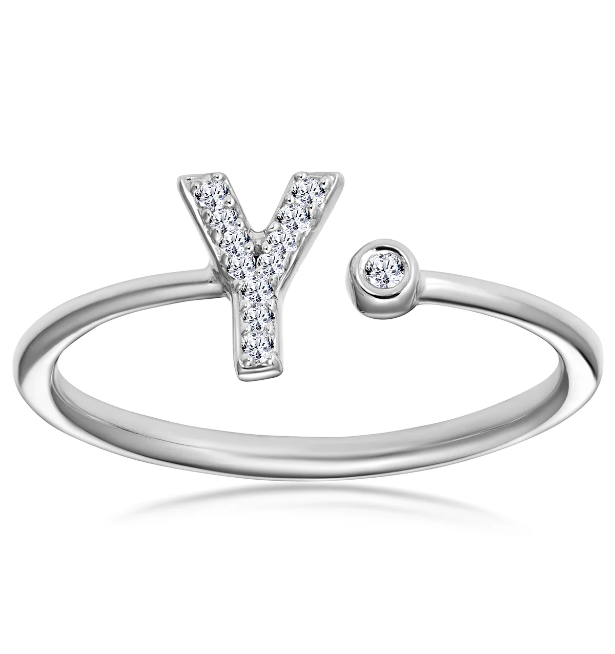 Lab Diamond Initial 'Y' Ring 0.07ct Set in 925 Silver SIZES K M O P Q - Image 2