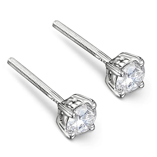 Lab Diamond Studs Earrings 0.50CT F/VS1 Quality Set in Platinum - 4.1mm - Image 3