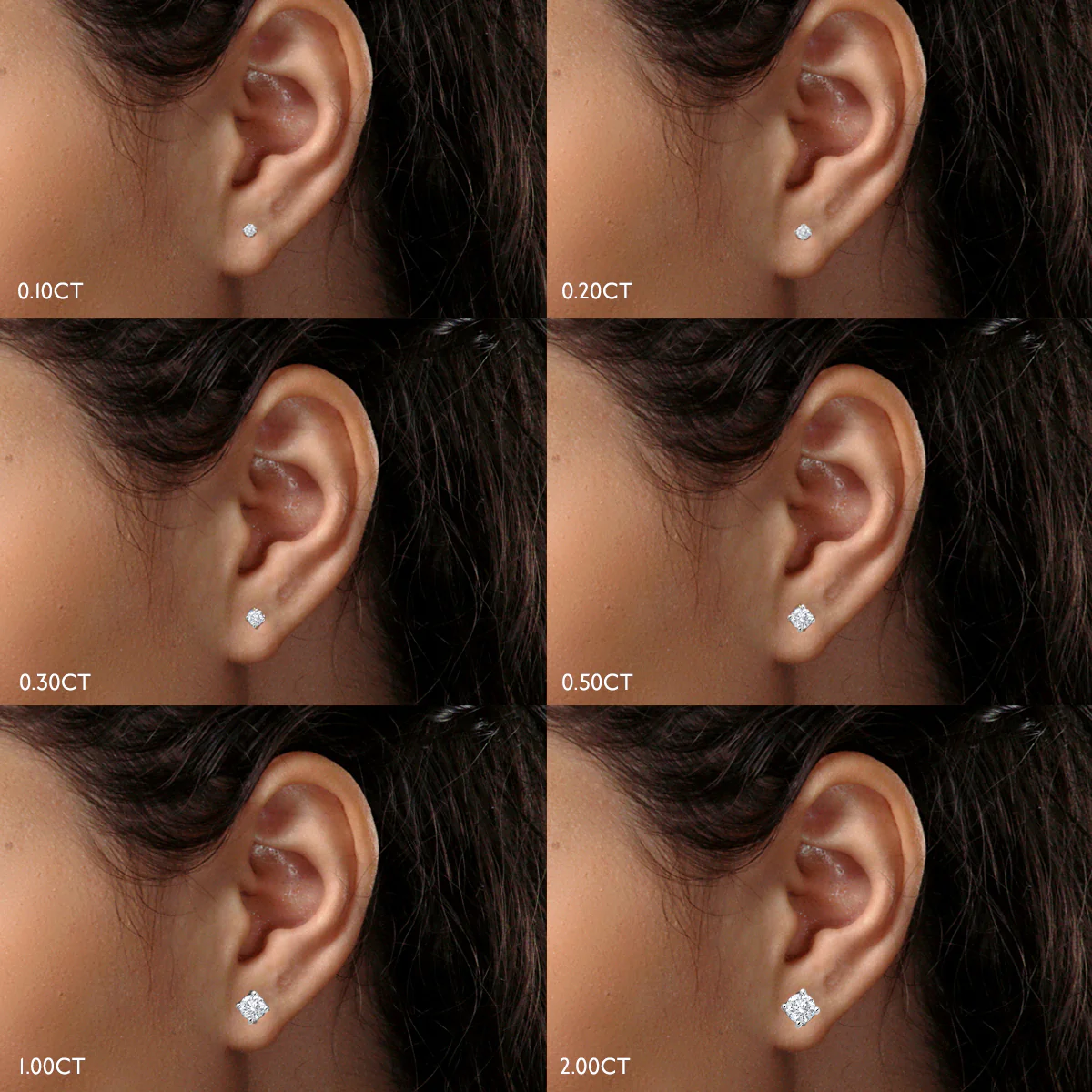 Lab Diamond Studs Earrings 0.50CT F/VS1 Quality Set in Platinum - 4.1mm - Image 4