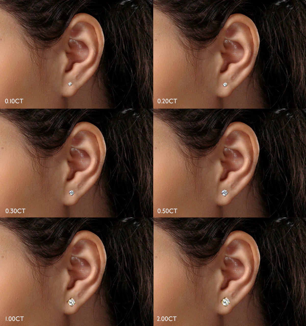 Lab Diamond Studs Earrings 1.00ct F/VS Quality in 9K Gold - 5.2mm - Image 5