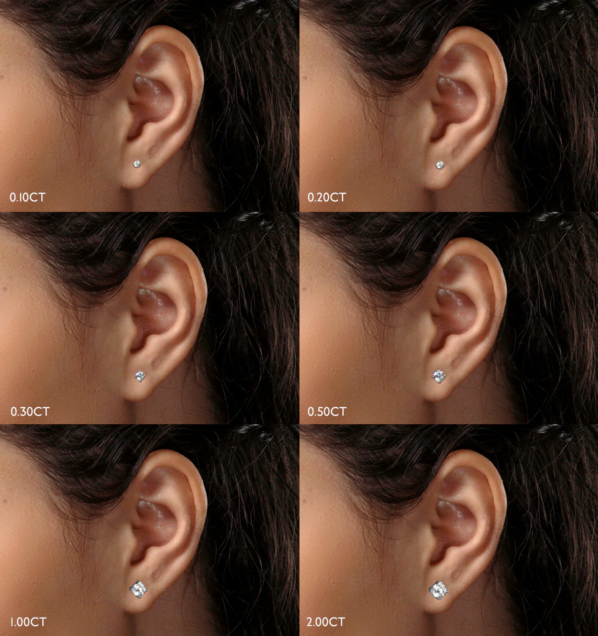 Lab Diamond Studs Earrings 1.00ct F/VS Quality in 9K White Gold - 5.2mm F/VS - Image 4