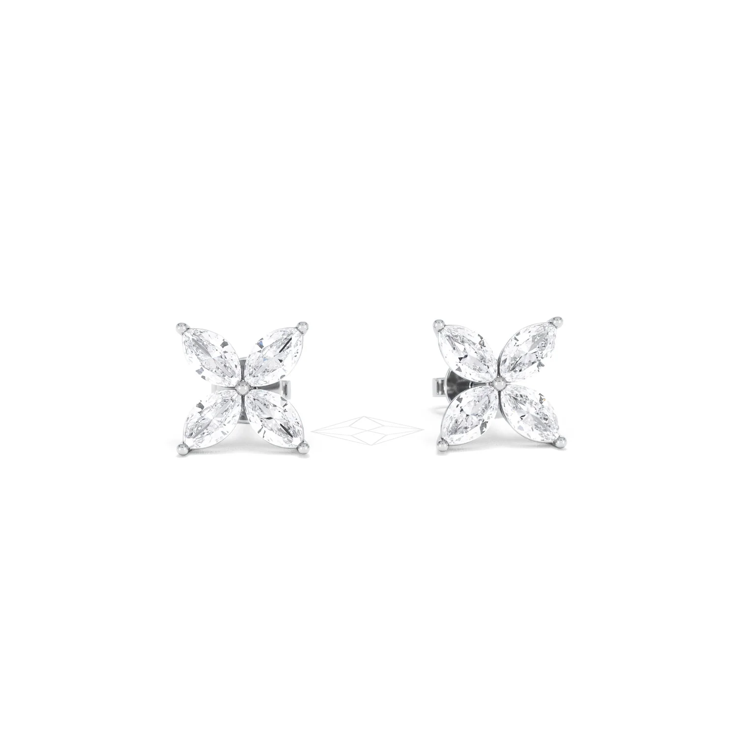 Luxe Floral 2.00ct Marquise Cut Lab Diamond Stud Earrings in 18K White Gold - Image 10