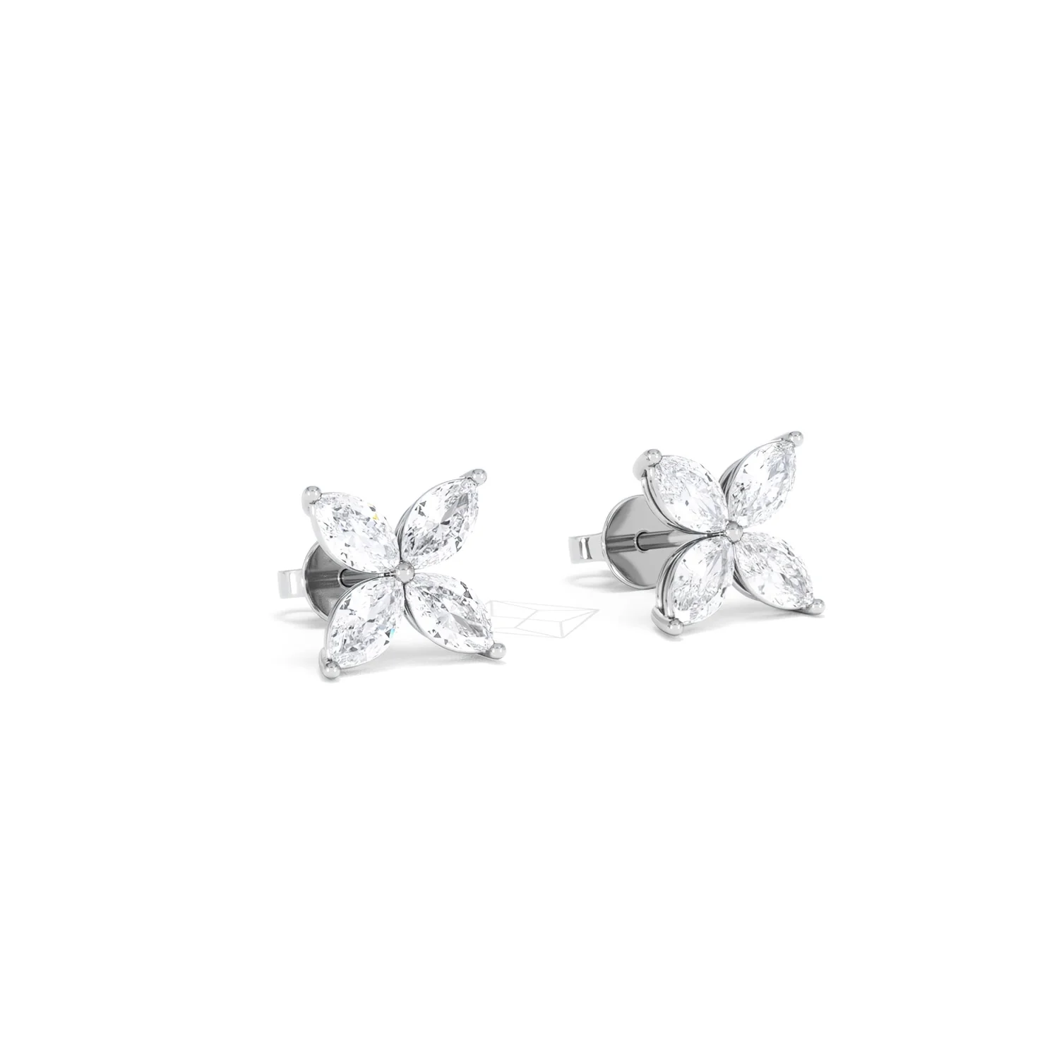 Luxe Floral 2.00ct Marquise Cut Lab Diamond Stud Earrings in 18K White Gold - Image 15