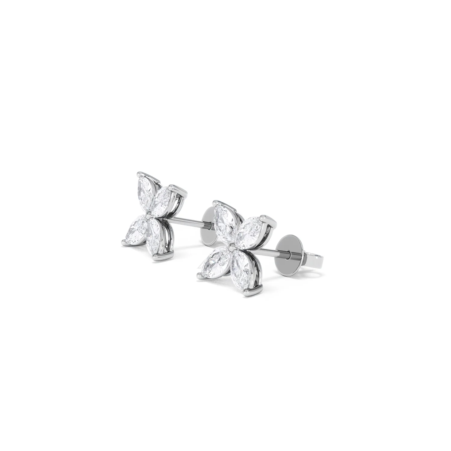 Luxe Floral 2.00ct Marquise Cut Lab Diamond Stud Earrings in 18K White Gold - Image 76