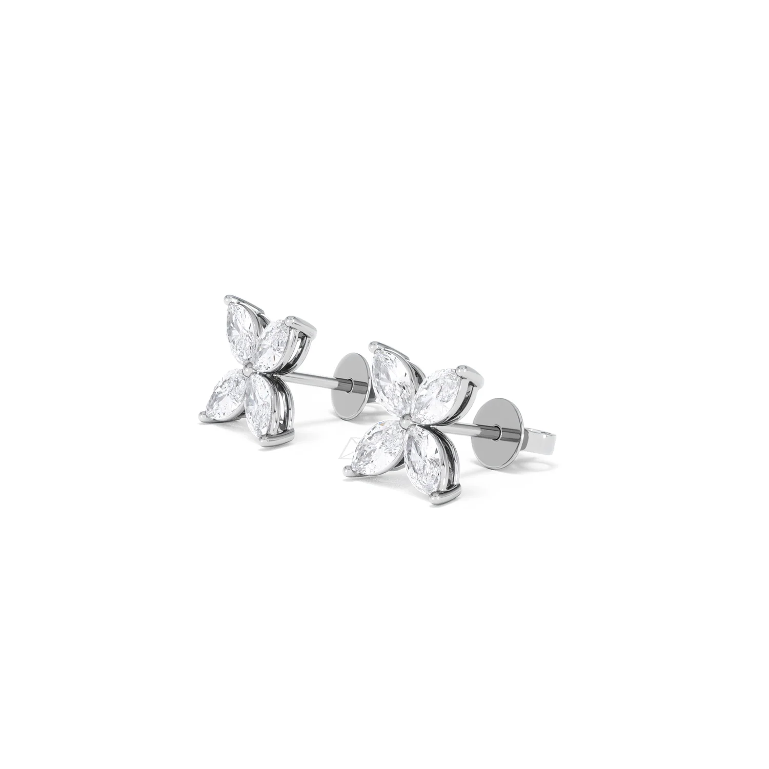 Luxe Floral 2.00ct Marquise Cut Lab Diamond Stud Earrings in 18K White Gold - Image 77