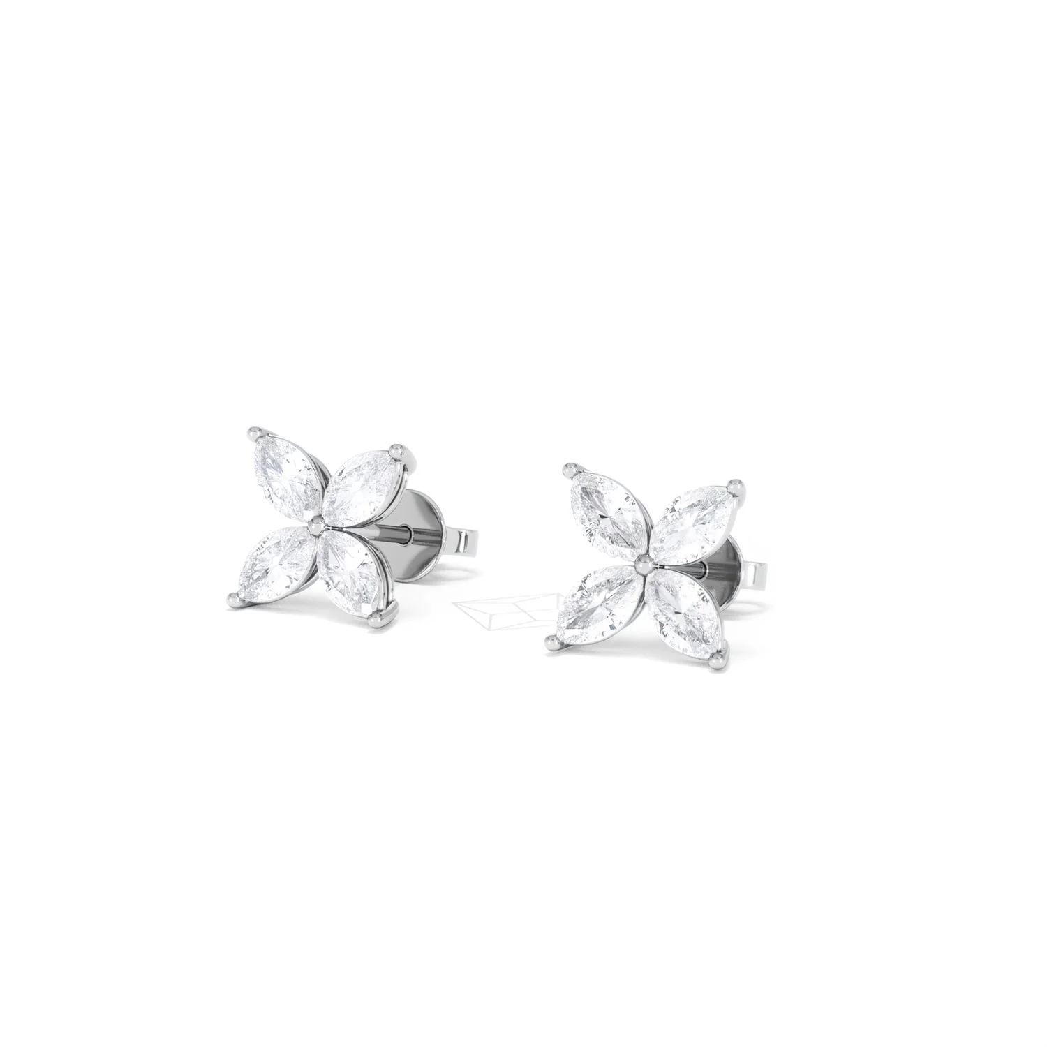 Luxe Floral 2.00ct Marquise Cut Lab Diamond Stud Earrings in 18K White Gold - Image 83
