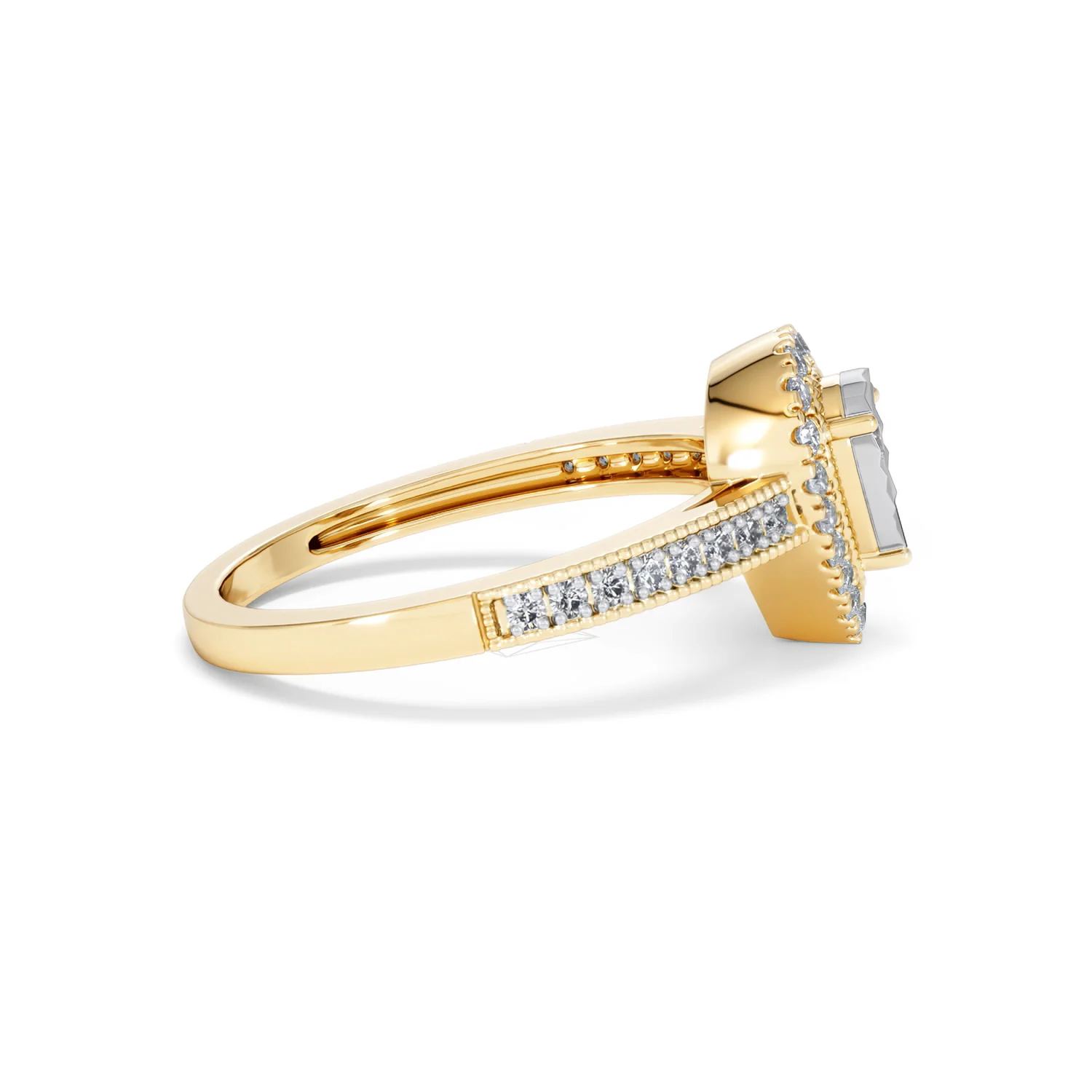 Masami Pear Shaped Pave Diamond Engagement Ring 0.15ct 9K Yellow Gold - Image 27