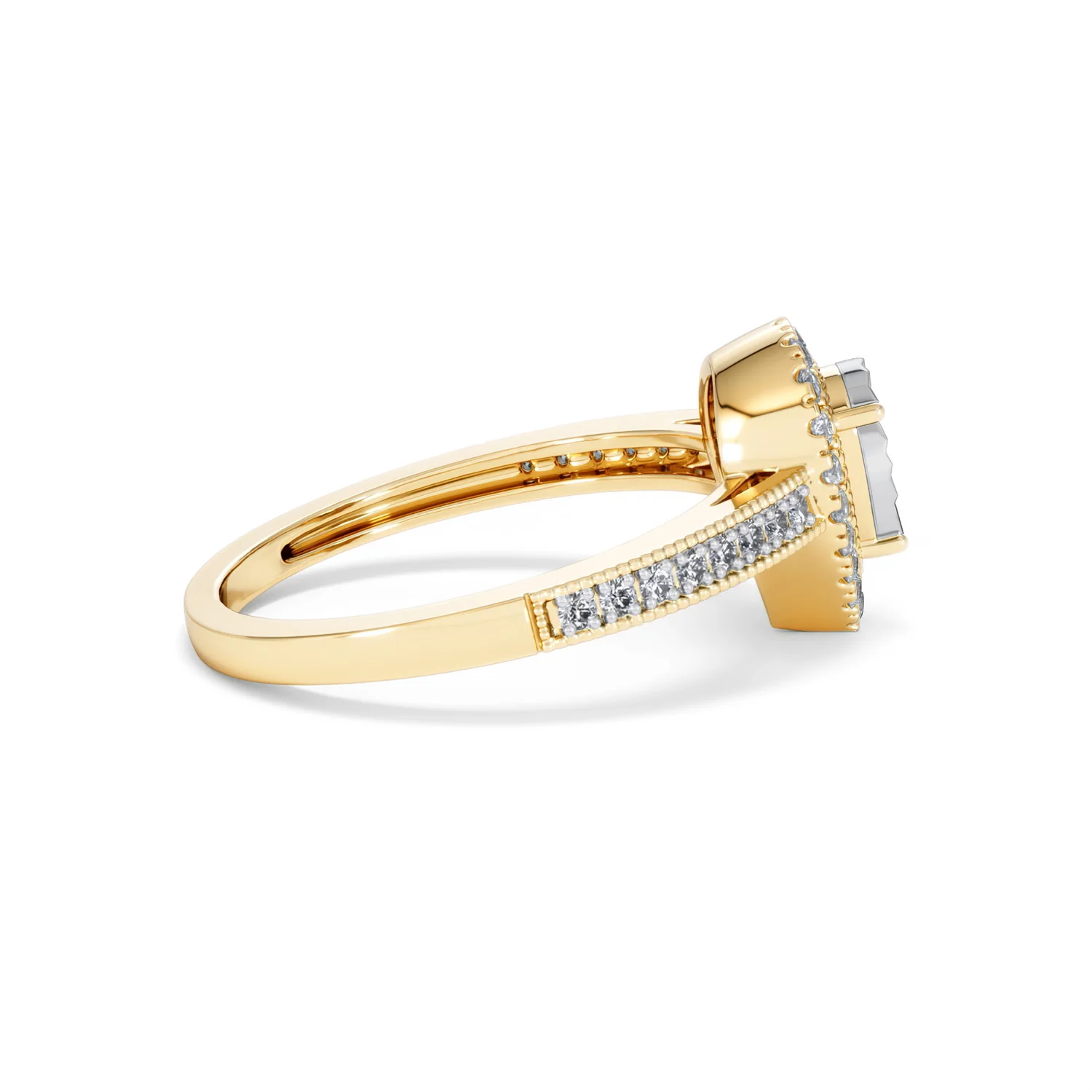 Masami Pear Shaped Pave Diamond Engagement Ring 0.15ct 9K Yellow Gold - Image 29
