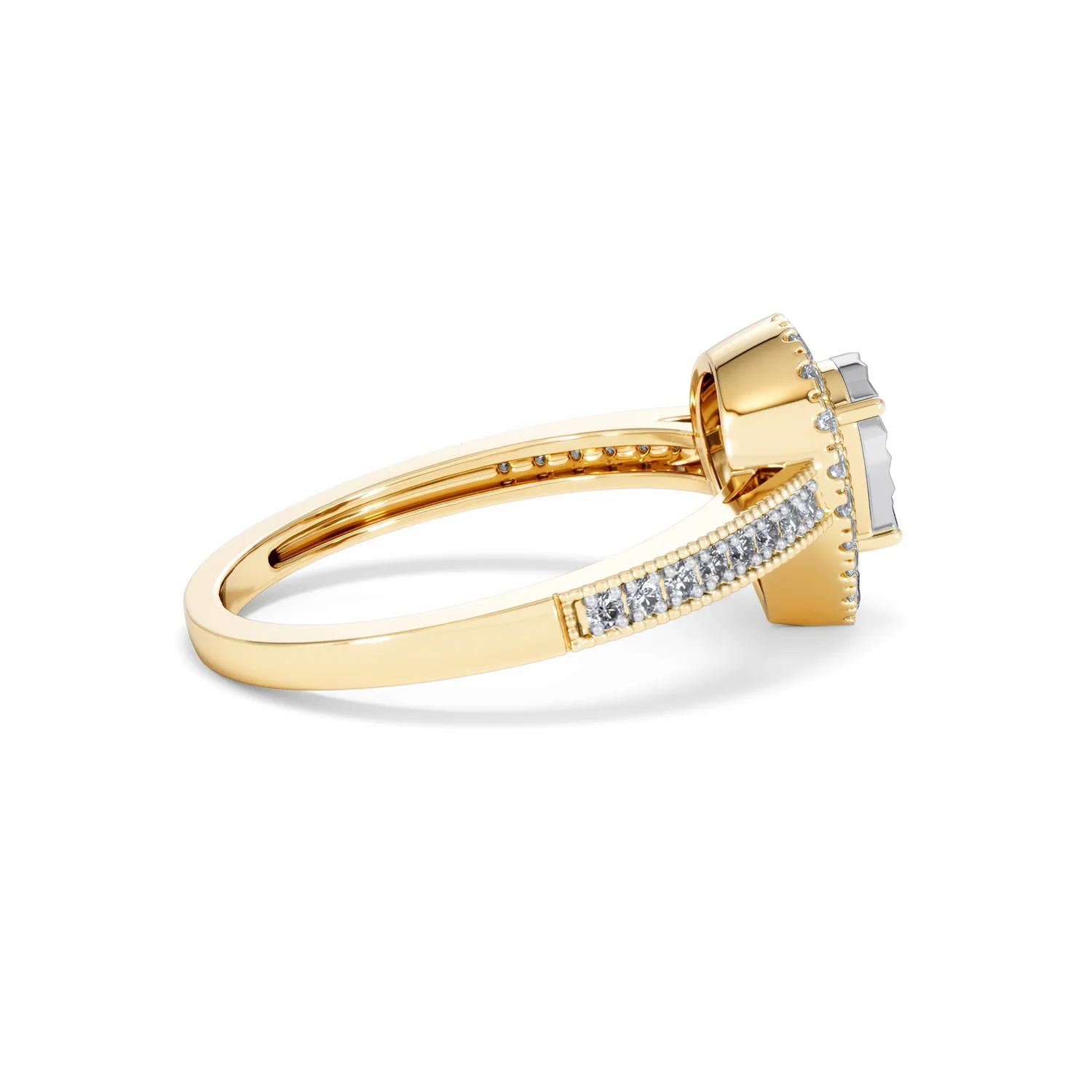 Masami Pear Shaped Pave Diamond Engagement Ring 0.15ct 9K Yellow Gold - Image 30