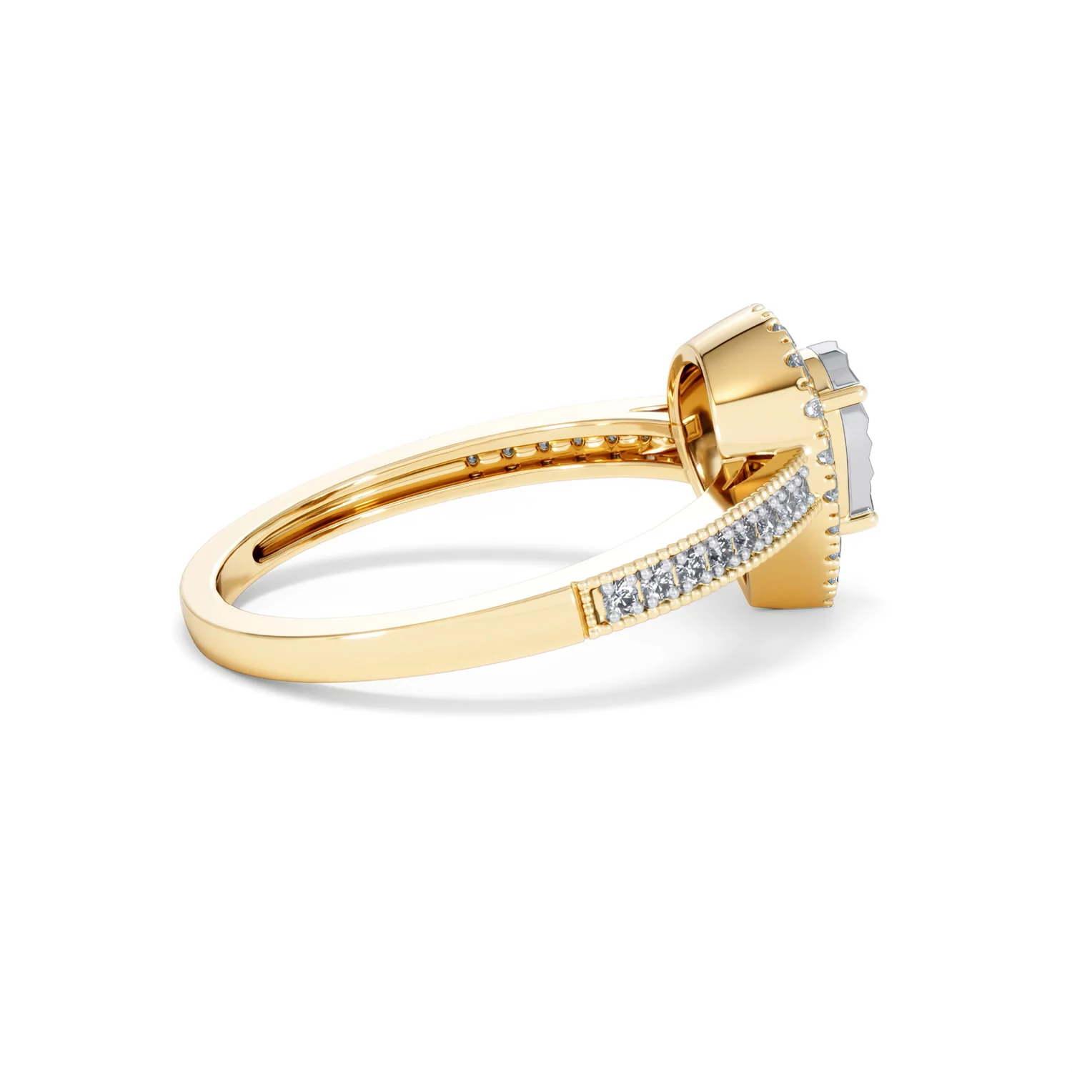 Masami Pear Shaped Pave Diamond Engagement Ring 0.15ct 9K Yellow Gold - Image 31