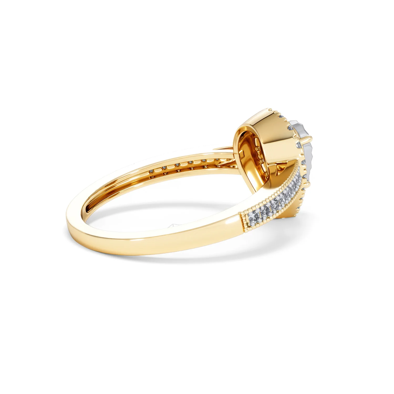 Masami Pear Shaped Pave Diamond Engagement Ring 0.15ct 9K Yellow Gold - Image 34