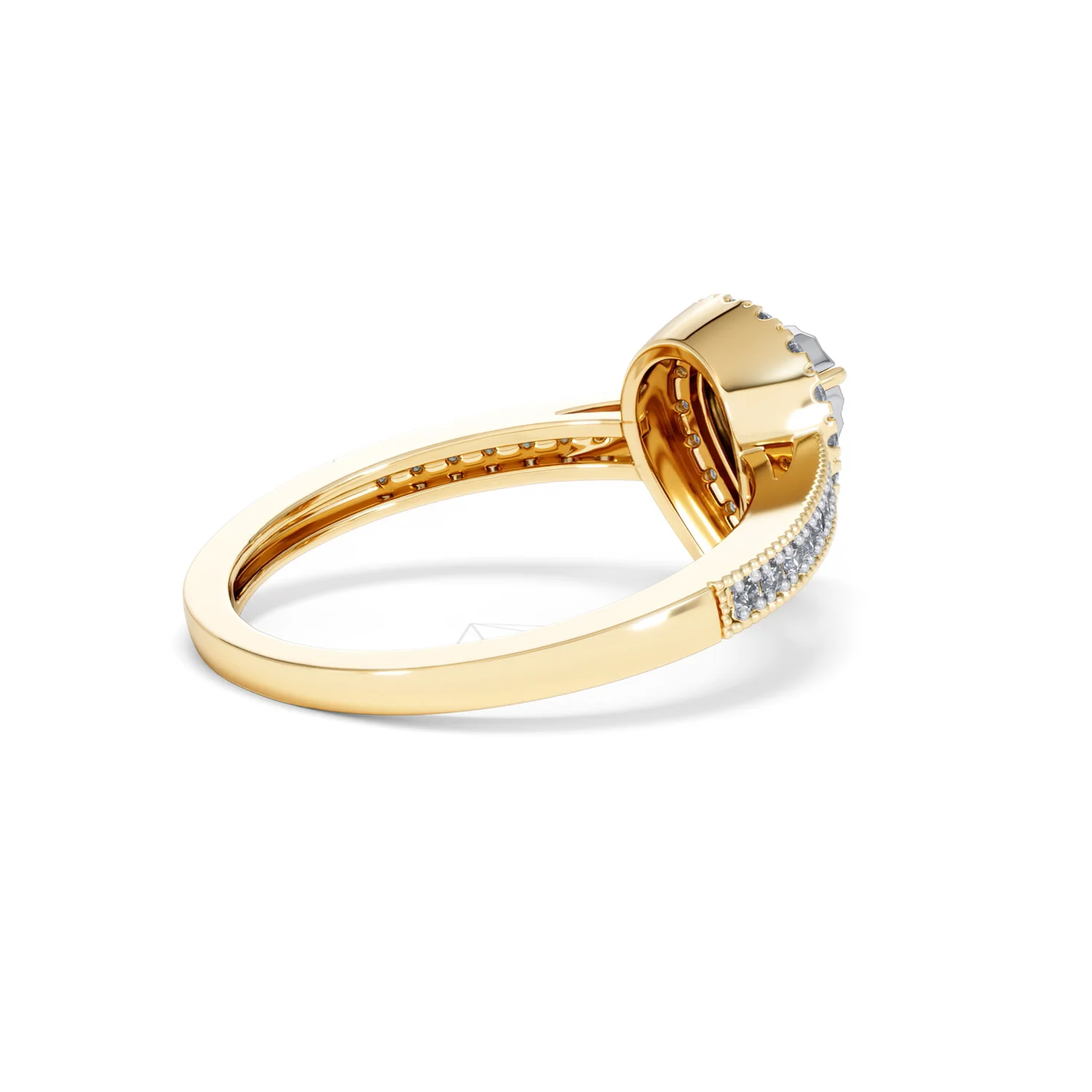 Masami Pear Shaped Pave Diamond Engagement Ring 0.15ct 9K Yellow Gold - Image 36