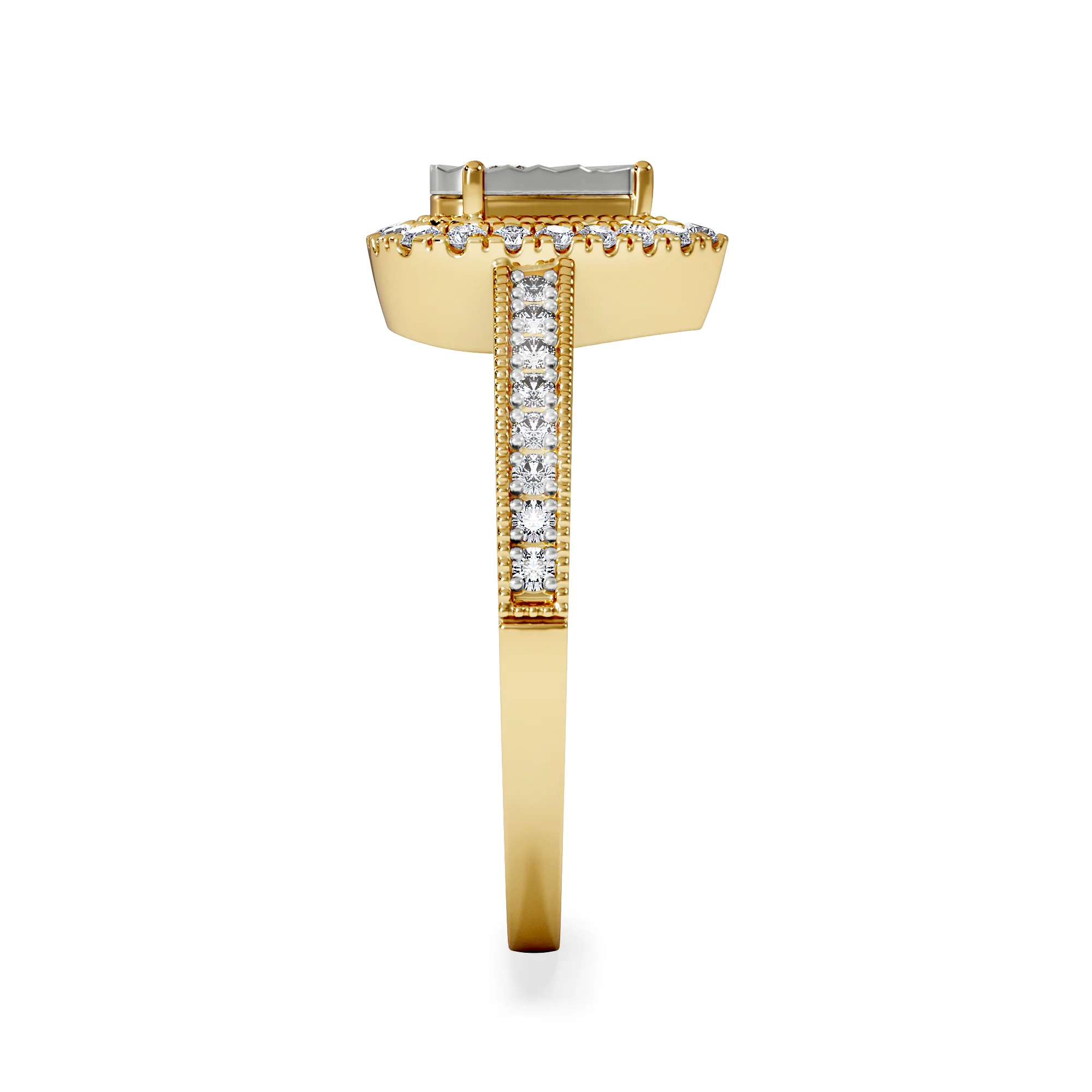 Masami Pear Shaped Pave Diamond Engagement Ring 0.15ct 9K Yellow Gold - Image 4