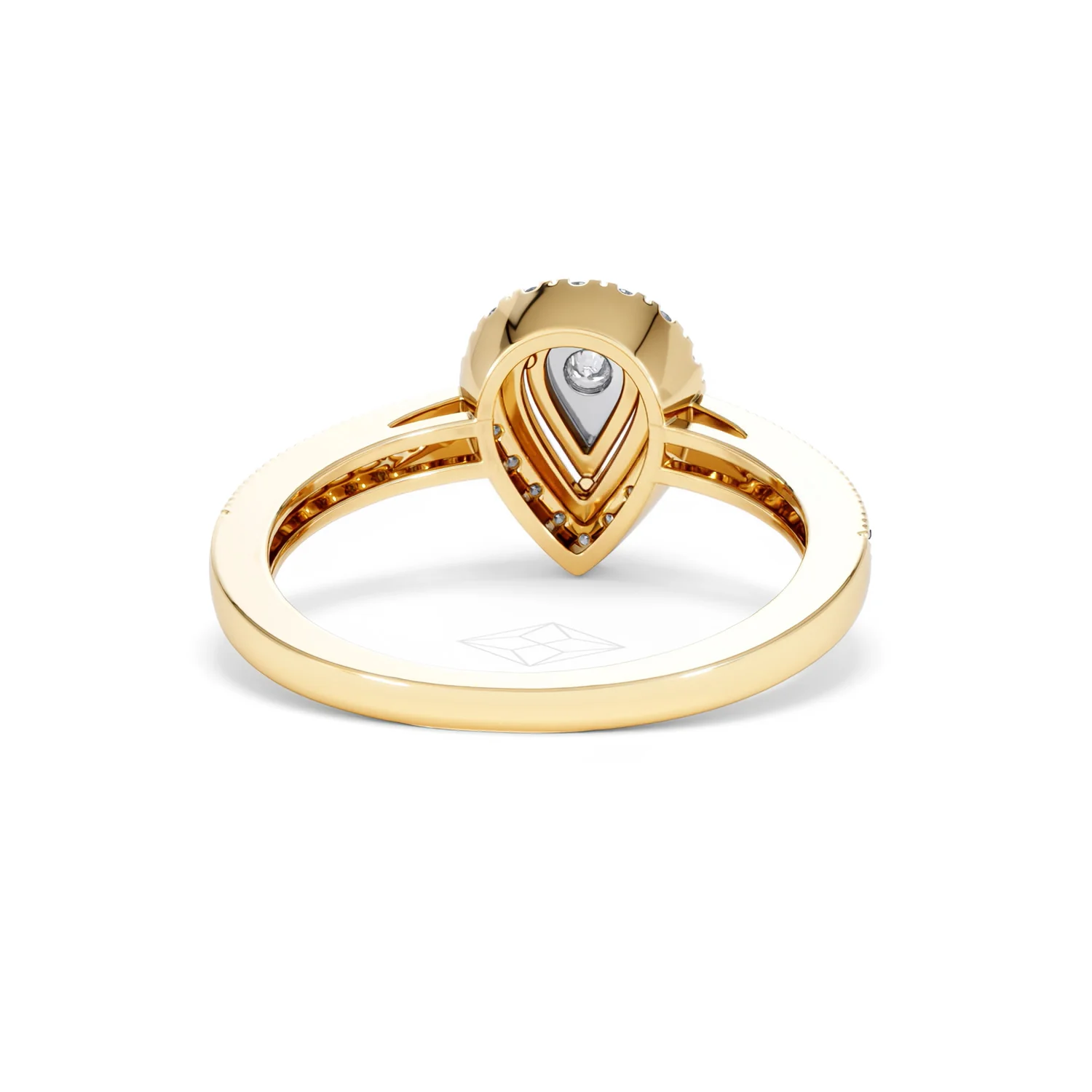 Masami Pear Shaped Pave Diamond Engagement Ring 0.15ct 9K Yellow Gold - Image 46