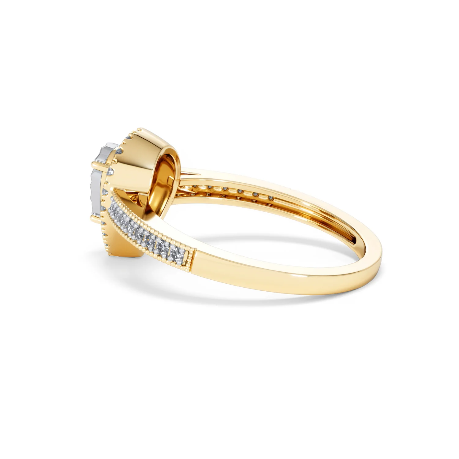 Masami Pear Shaped Pave Diamond Engagement Ring 0.15ct 9K Yellow Gold - Image 63