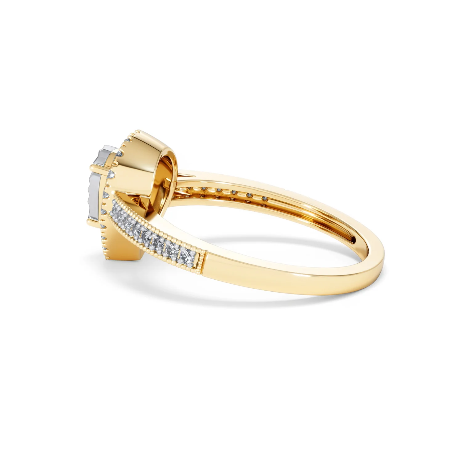 Masami Pear Shaped Pave Diamond Engagement Ring 0.15ct 9K Yellow Gold - Image 64