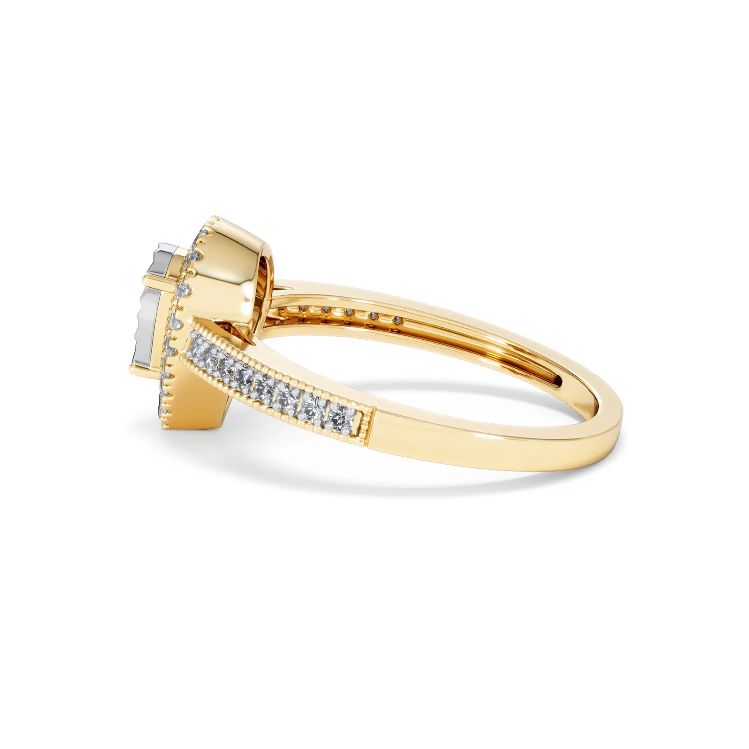 Masami Pear Shaped Pave Diamond Engagement Ring 0.15ct 9K Yellow Gold - Image 66