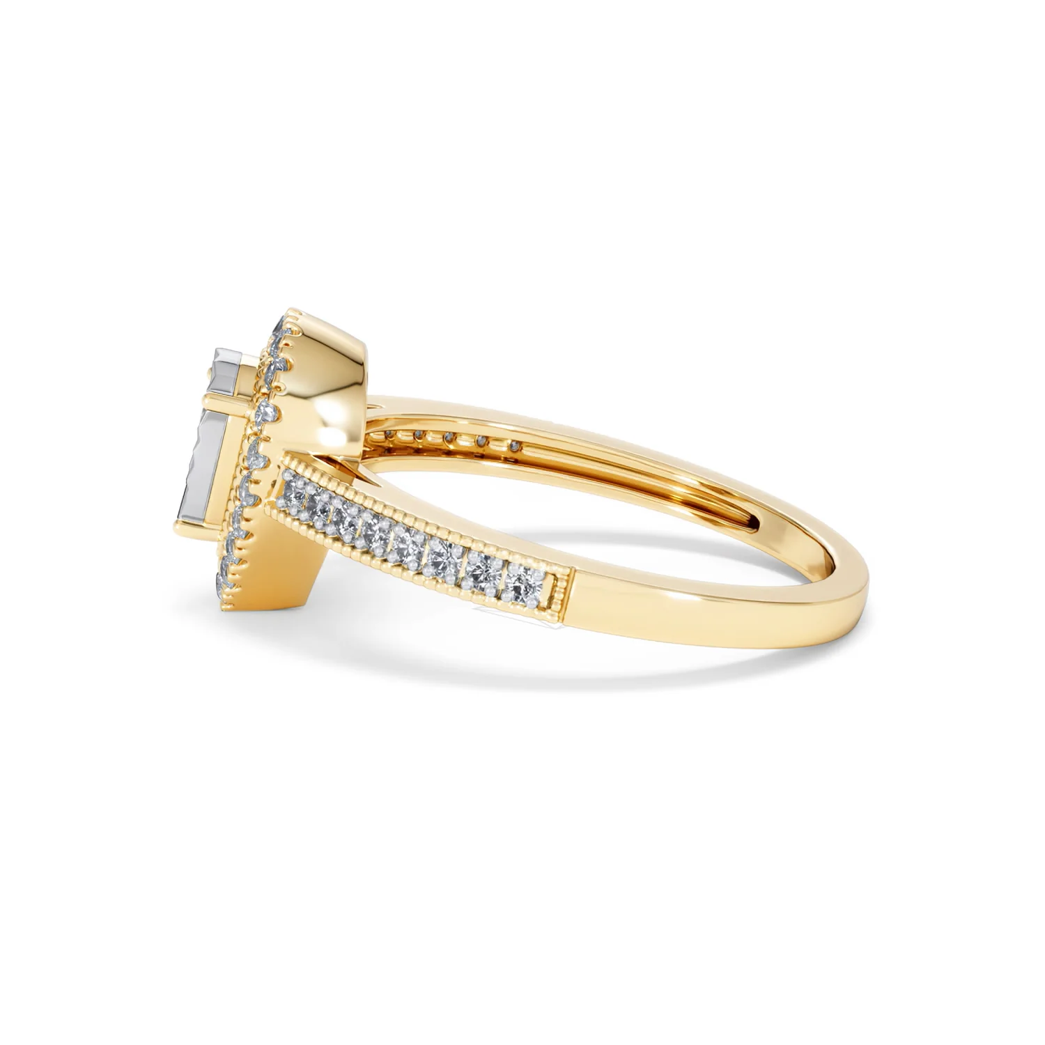 Masami Pear Shaped Pave Diamond Engagement Ring 0.15ct 9K Yellow Gold - Image 68