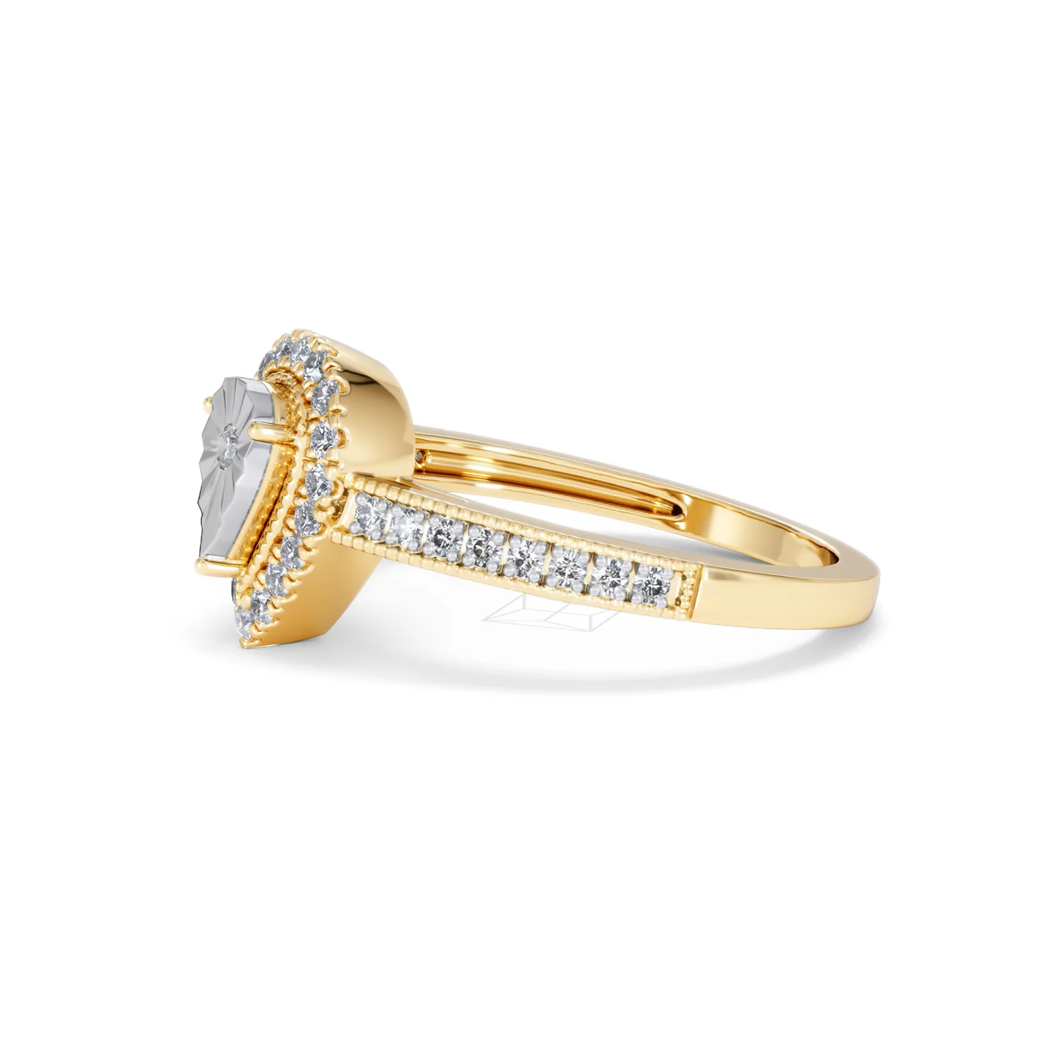 Masami Pear Shaped Pave Diamond Engagement Ring 0.15ct 9K Yellow Gold - Image 73