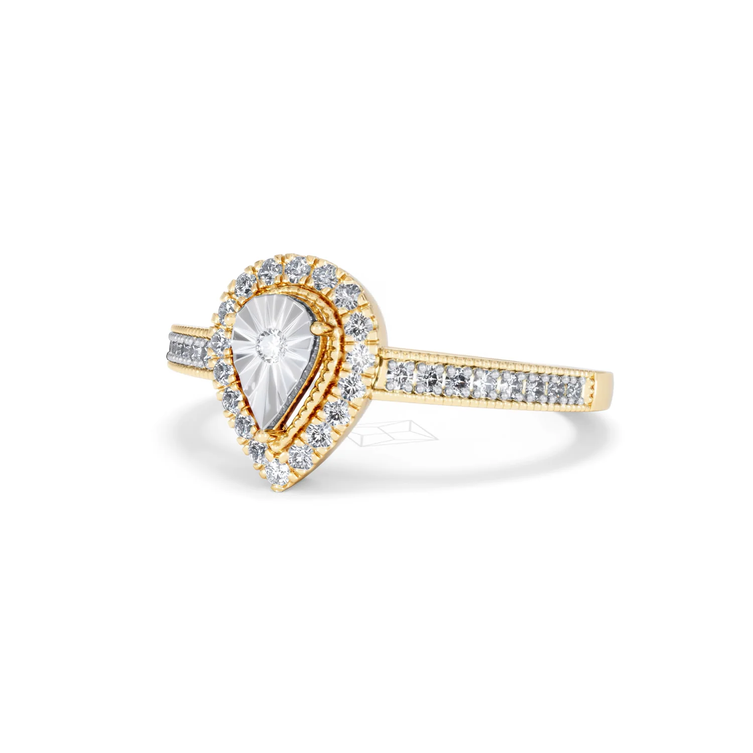 Masami Pear Shaped Pave Diamond Engagement Ring 0.15ct 9K Yellow Gold - Image 82
