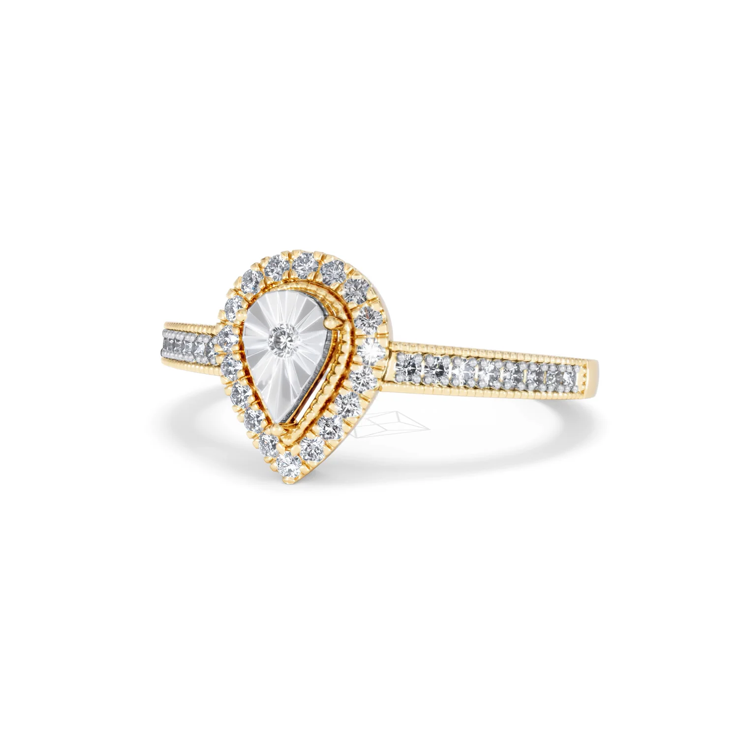 Masami Pear Shaped Pave Diamond Engagement Ring 0.15ct 9K Yellow Gold - Image 83