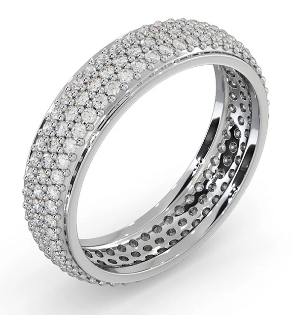 Mens 1ct H/Si Diamond 18K White Gold Full Band Ring - Image 2