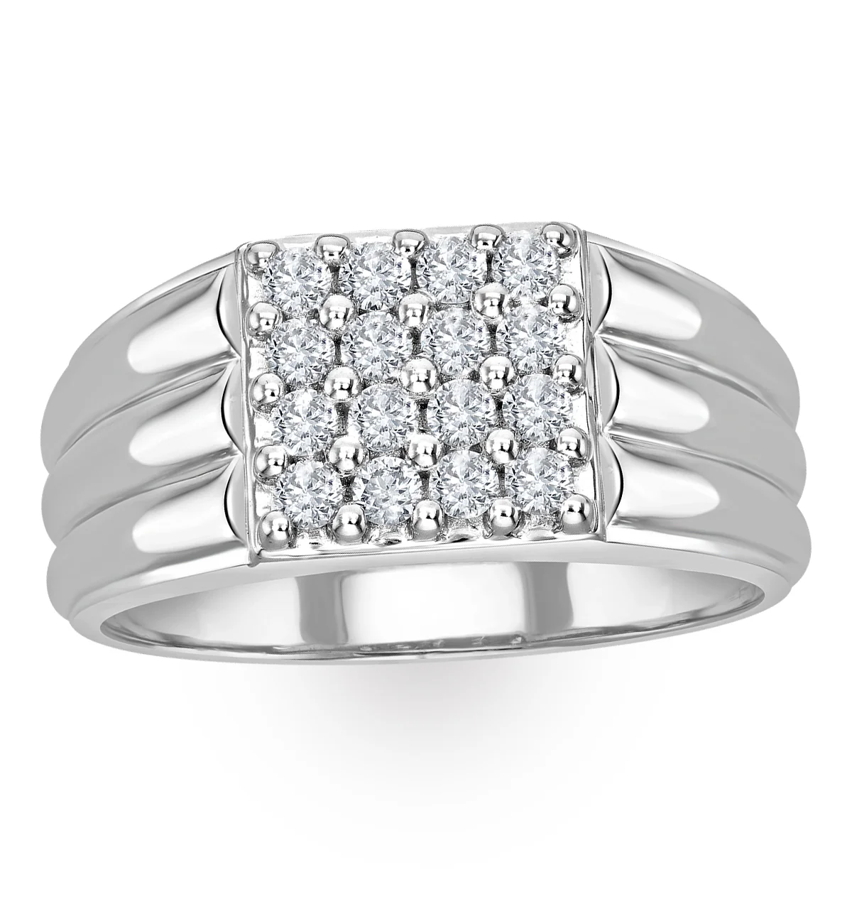 Mens Lab Diamond Encrusted 0.50ct H/Si Signet Ring in Sterling Silver - Image 2