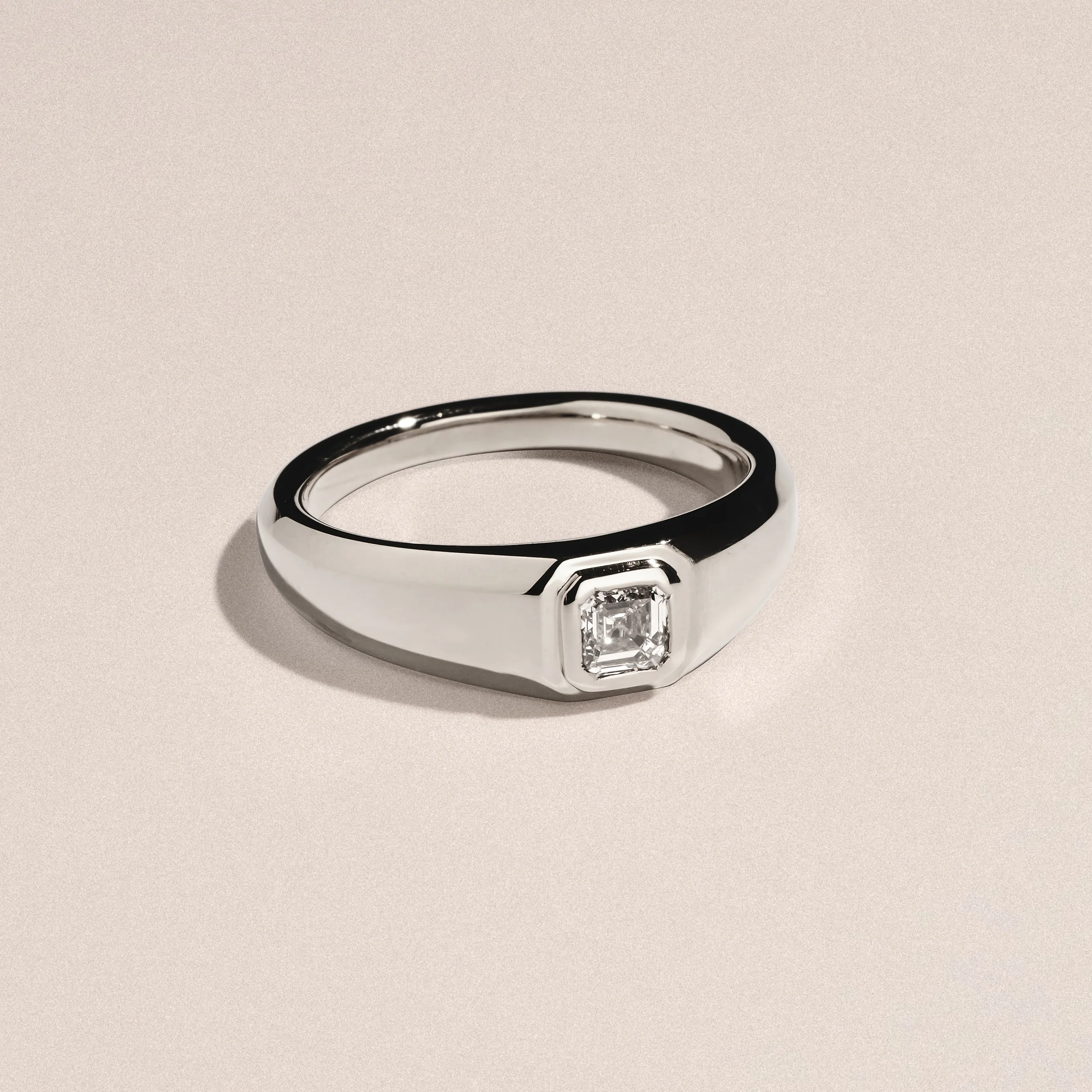 Axis Men's Lab Diamond Signet Ring 0.50ct Asscher Cut Set in 9k White Gold - Image 6