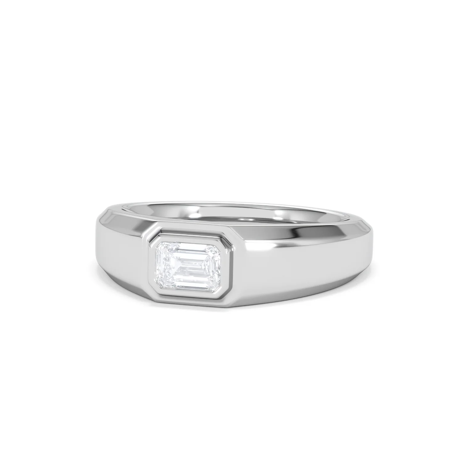 Axis Men's 0.50ct Emerald Cut Lab Diamond Signet Ring in Sterling Silver - Image 85
