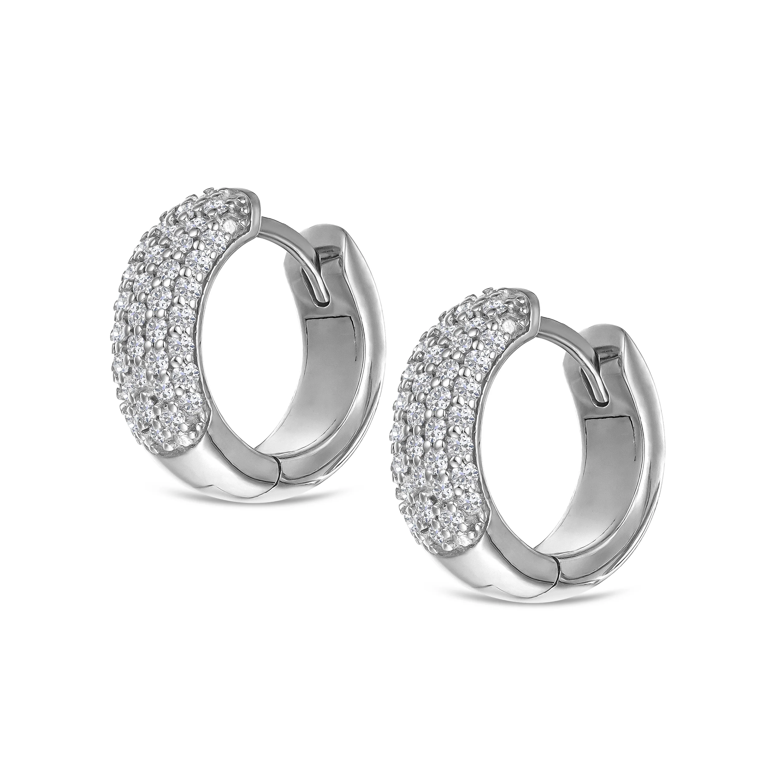 Micro Pave Huggies Lab Diamond Earrings 0.55ct in 925 Silver - Image 5