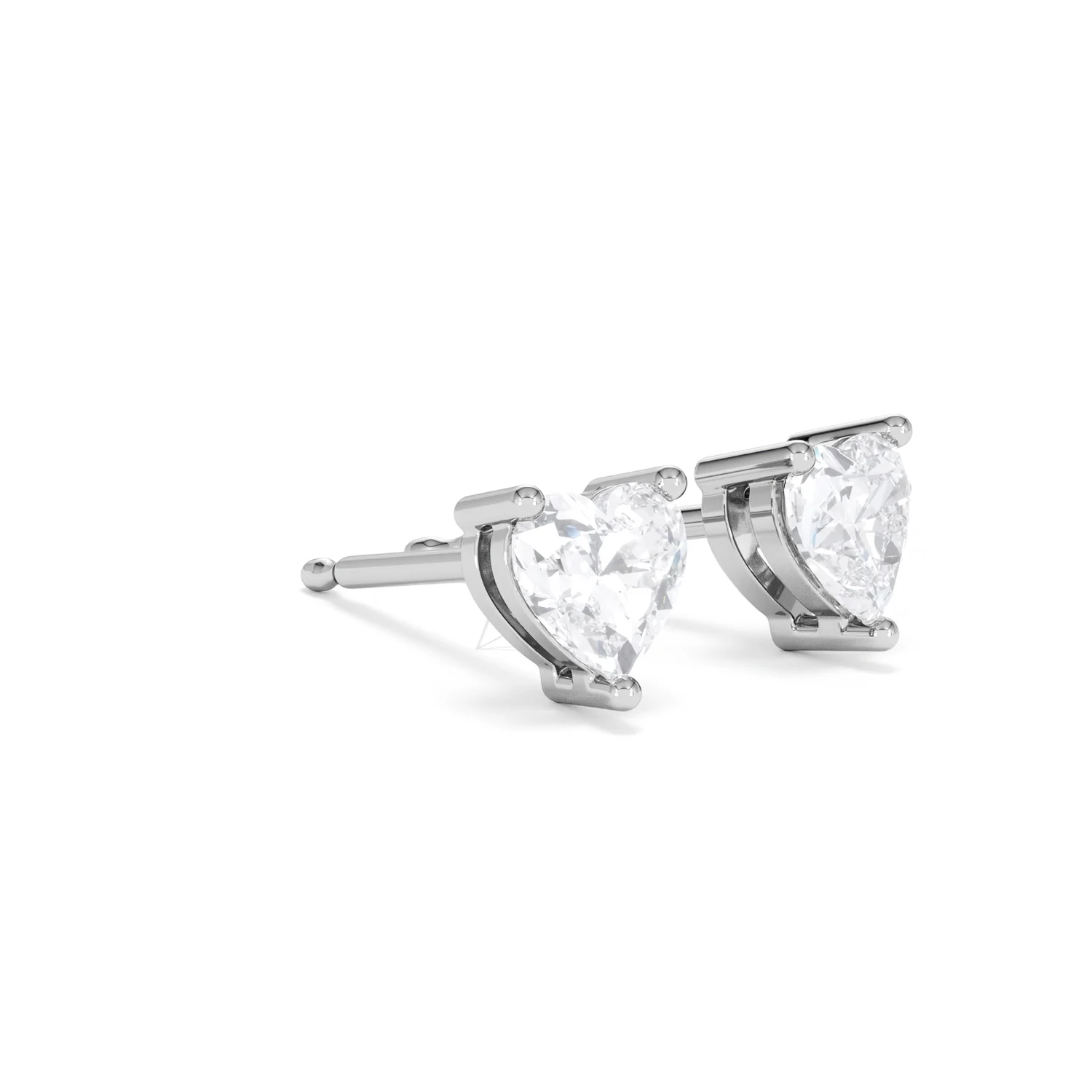 Naomi Heart Cut Lab Diamond Stud Earrings 1.00ct H/SI in 9K White Gold - Image 19