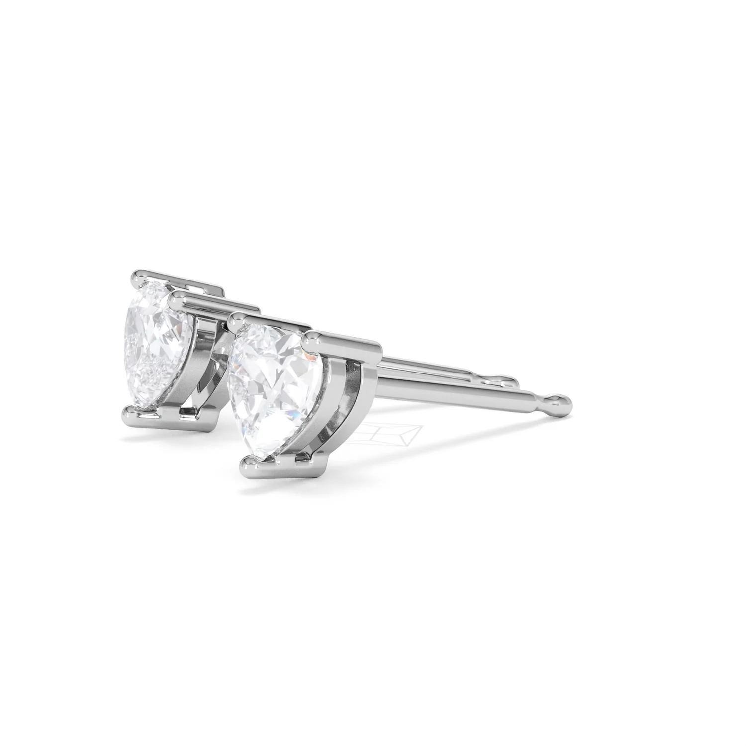 Naomi Heart Cut Lab Diamond Stud Earrings 1.00ct H/SI in 9K White Gold - Image 77