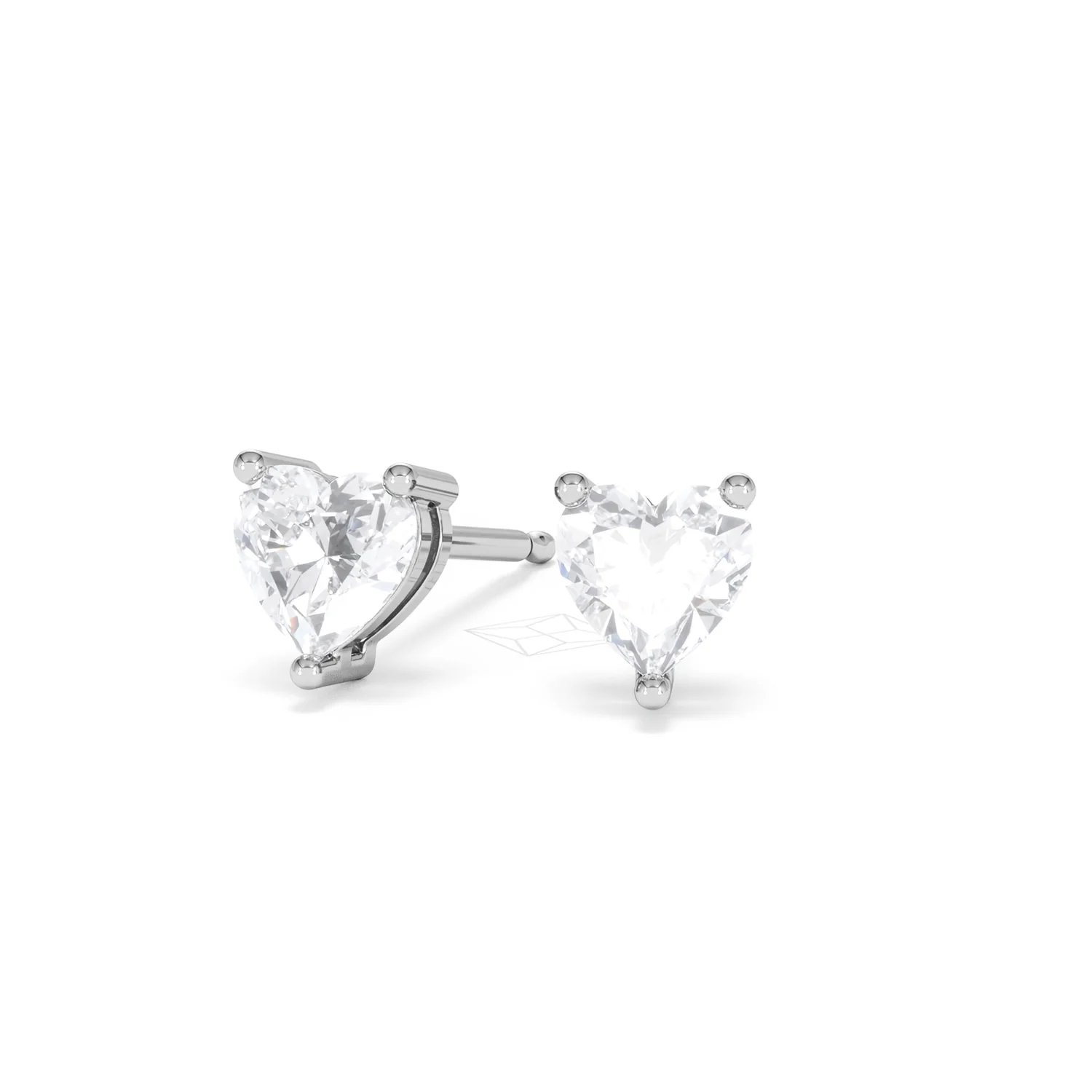 Naomi Heart Cut Lab Diamond Stud Earrings 1.00ct H/SI in 9K White Gold - Image 87