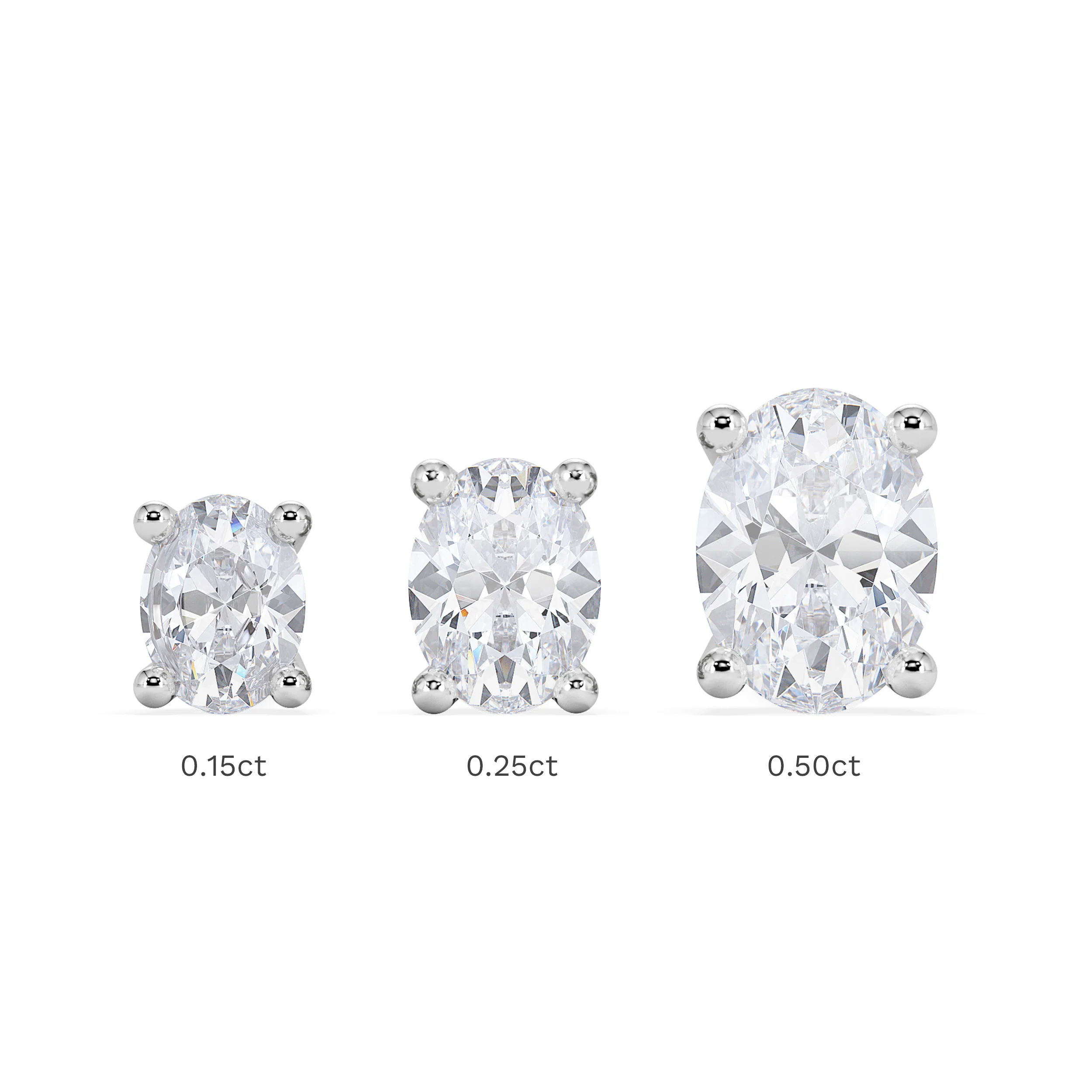 Naomi Oval Cut Lab Diamond Stud Earrings 0.30ct H/SI in 925 Silver - Image 7