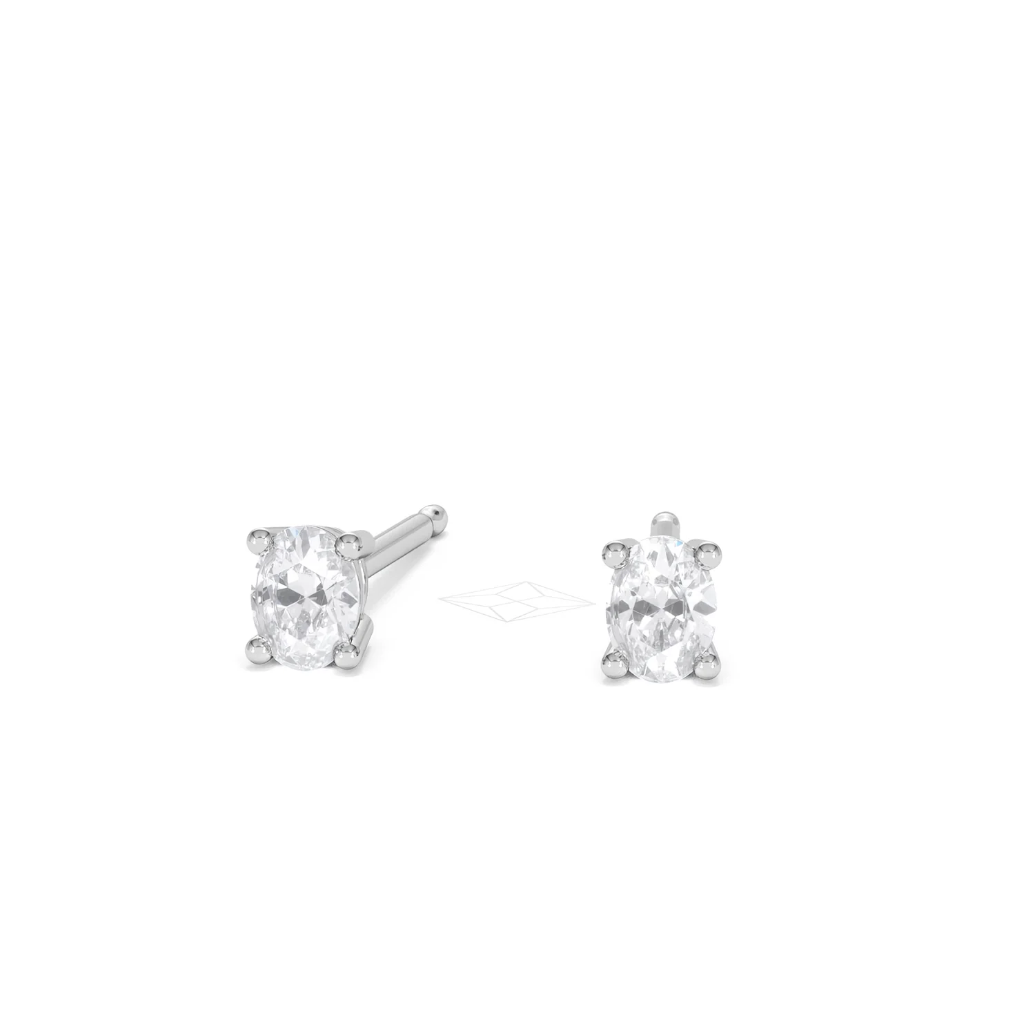 Naomi Oval Cut Lab Diamond Stud Earrings 0.30ct H/SI in 925 Silver - Image 88