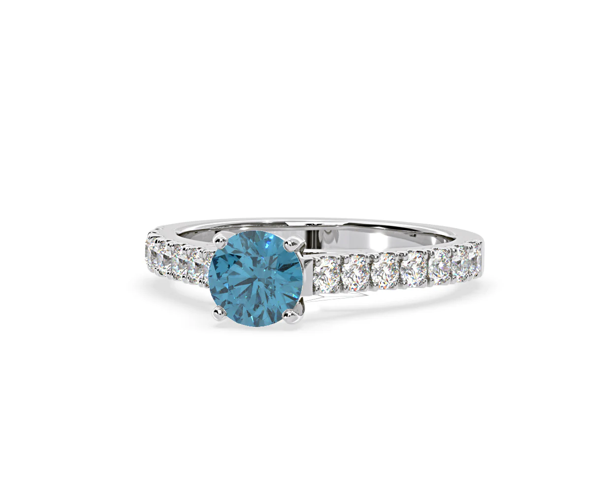 Natalia Blue Lab Diamond 1.50ct Side Stone Ring in Platinum - Elara Collection - Image 10