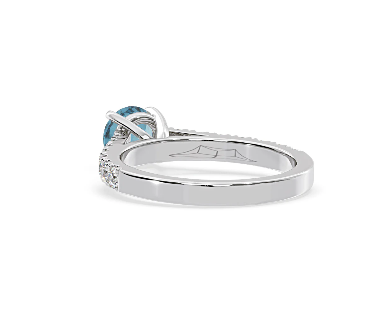 Natalia Blue Lab Diamond 1.50ct Side Stone Ring in Platinum - Elara Collection - Image 40