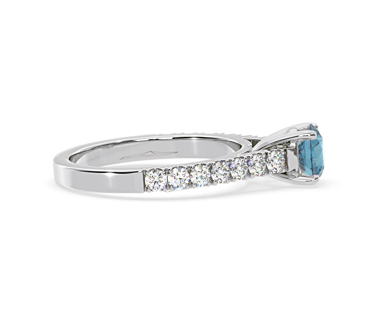 Natalia Blue Lab Diamond 1.50ct Side Stone Ring in Platinum - Elara Collection - Image 67