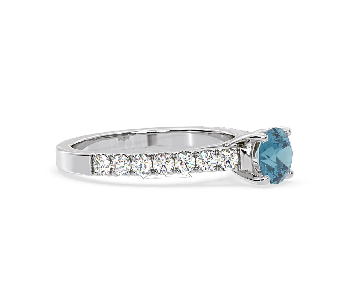 Natalia Blue Lab Diamond 1.50ct Side Stone Ring in Platinum - Elara Collection - Image 74