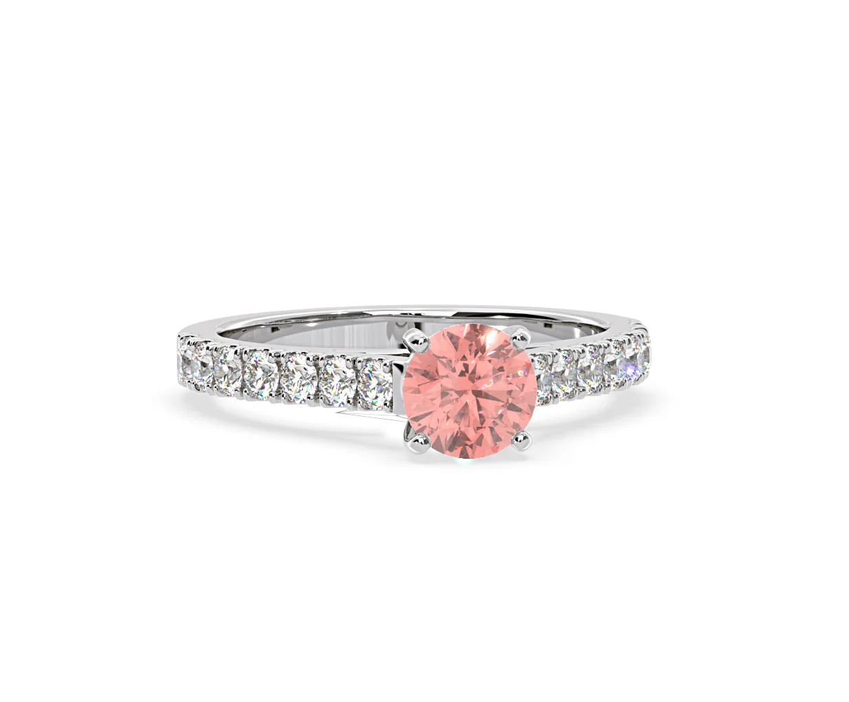 Natalia Pink Lab Diamond 1.50ct Side Stone Ring in Platinum - Elara Collection - Image 84