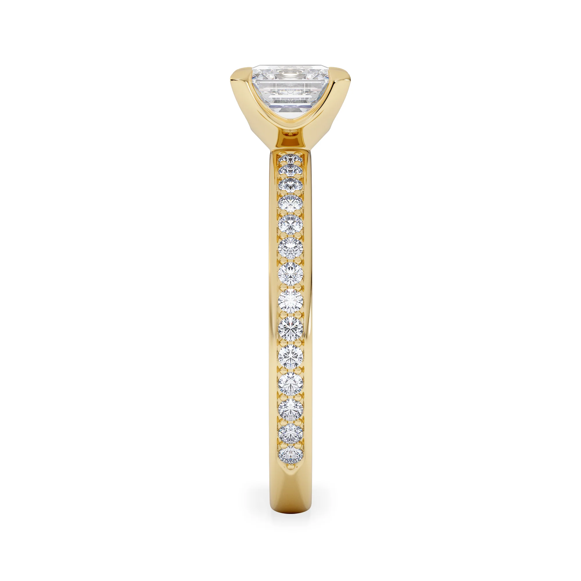 Origin 1.25ct Asscher Cut Lab Diamond Solitaire Engagement Ring with Side Stones in 18K Yellow Gold - Image 5