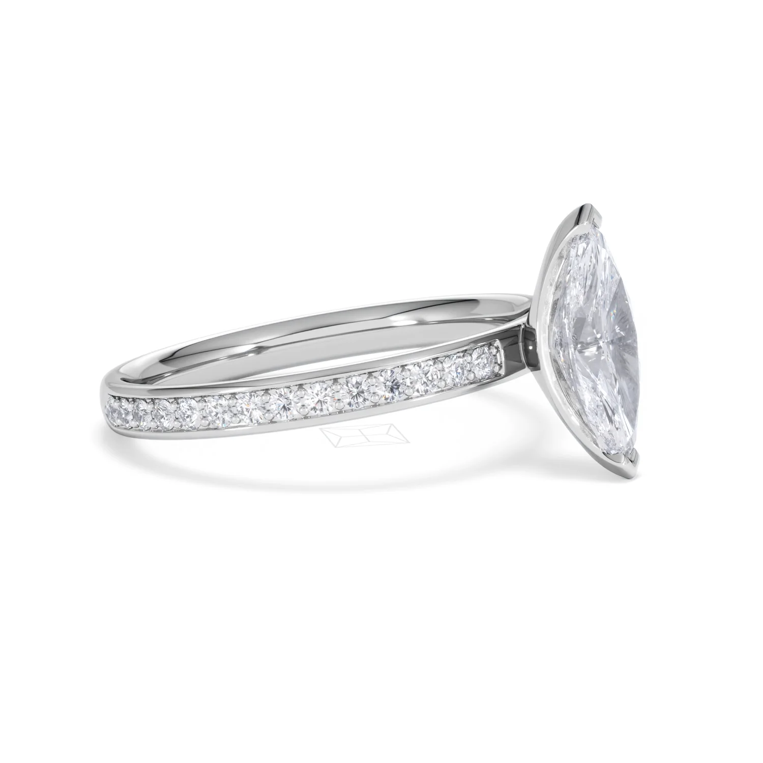 Origin 1.25ct Marquise Cut Lab Diamond Solitaire Engagement Ring with Side Stones in Platinum - Image 20