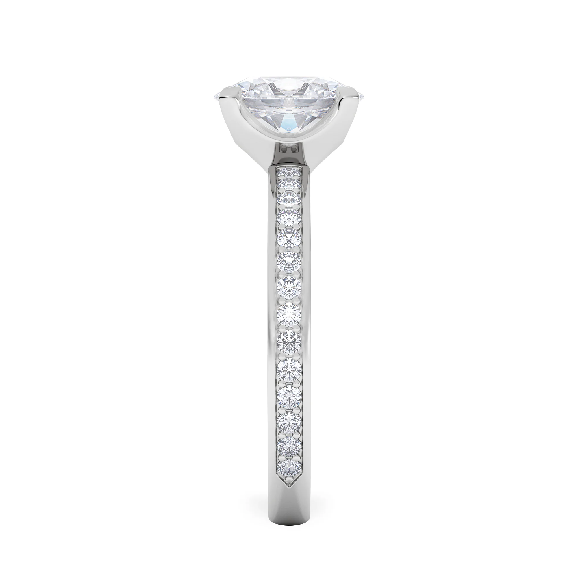 Origin 1.25ct Oval Cut Lab Diamond Solitaire Engagement Ring with Side Stones in Platinum - Image 5