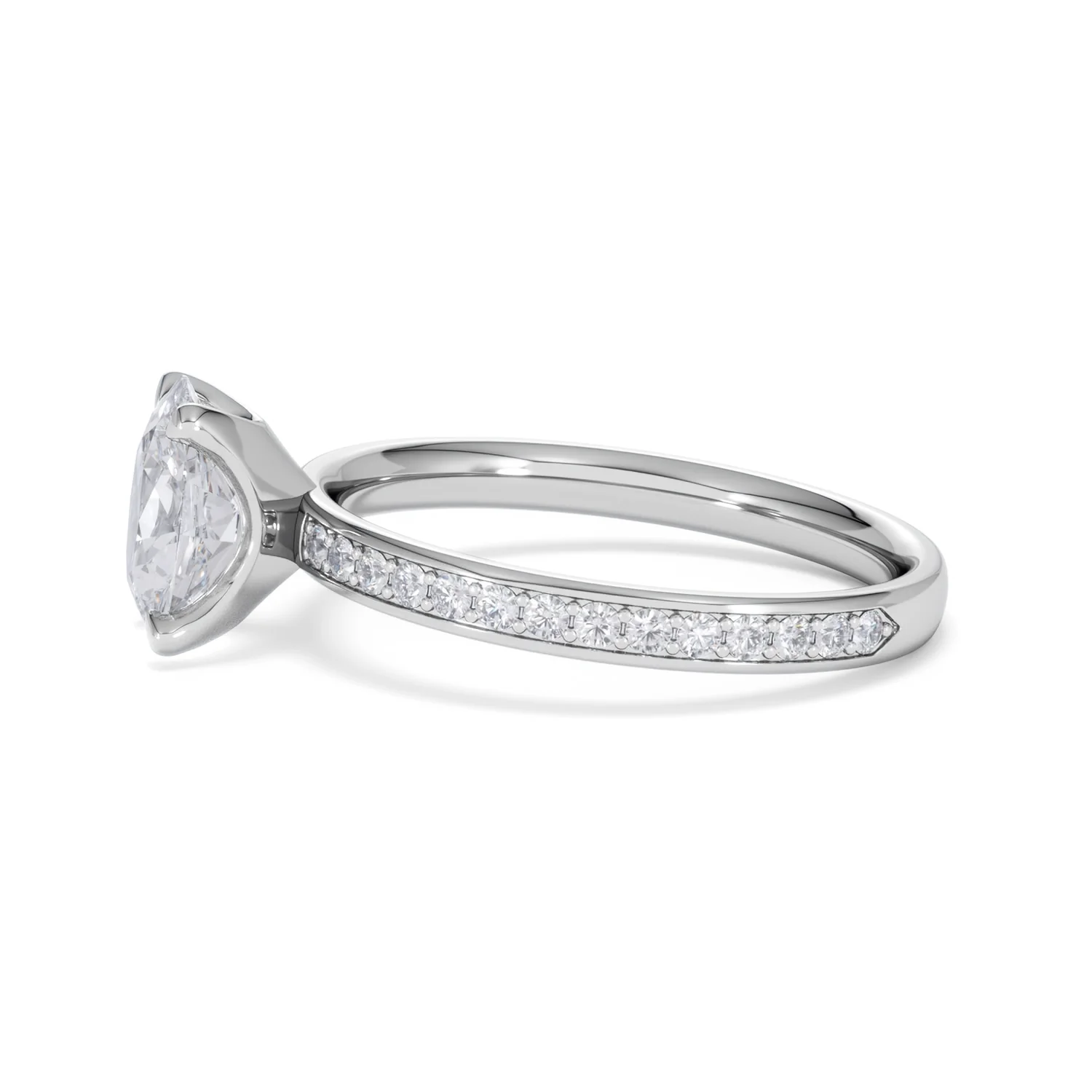Origin 1.25ct Oval Cut Lab Diamond Solitaire Engagement Ring with Side Stones in Platinum - Image 69