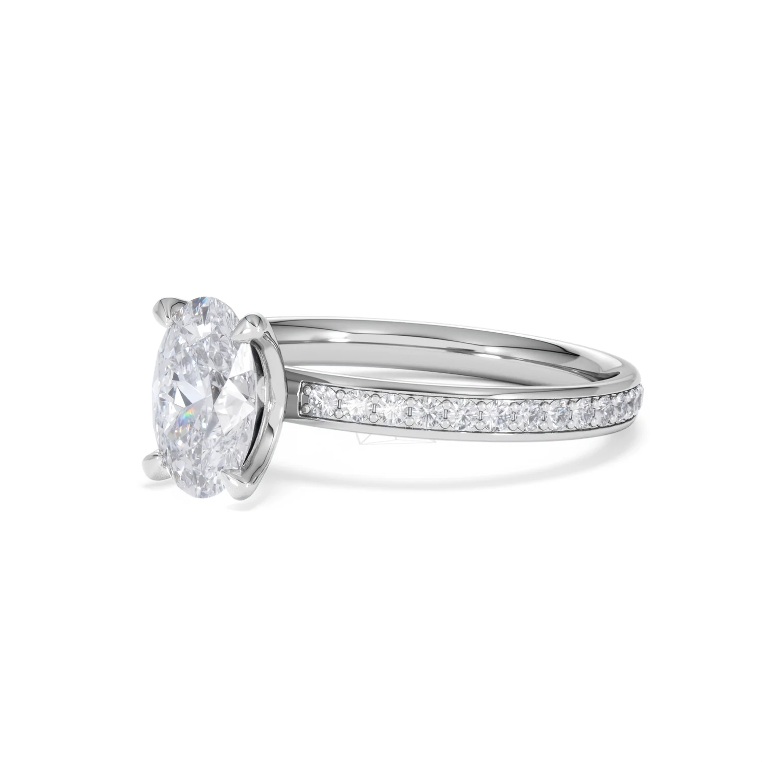 Origin 1.25ct Oval Cut Lab Diamond Solitaire Engagement Ring with Side Stones in Platinum - Image 78