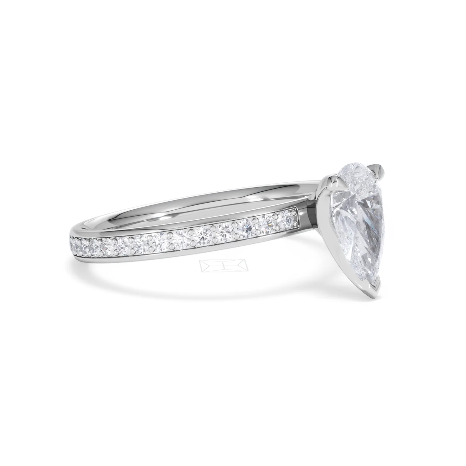Origin 1.25ct Pear Cut Lab Diamond Solitaire Engagement Ring with Side Stones in 18K White Gold - Image 18