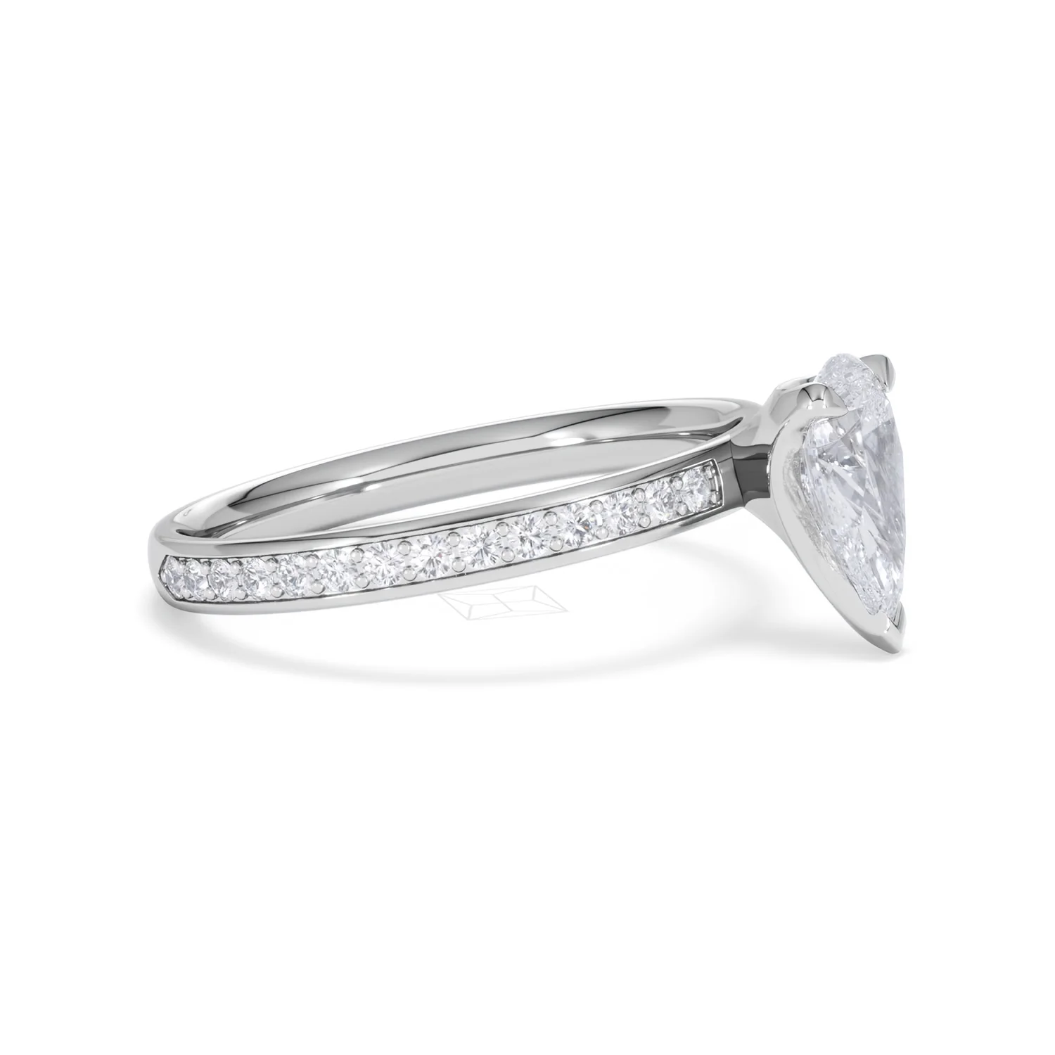 Origin 1.25ct Pear Cut Lab Diamond Solitaire Engagement Ring with Side Stones in 18K White Gold - Image 21