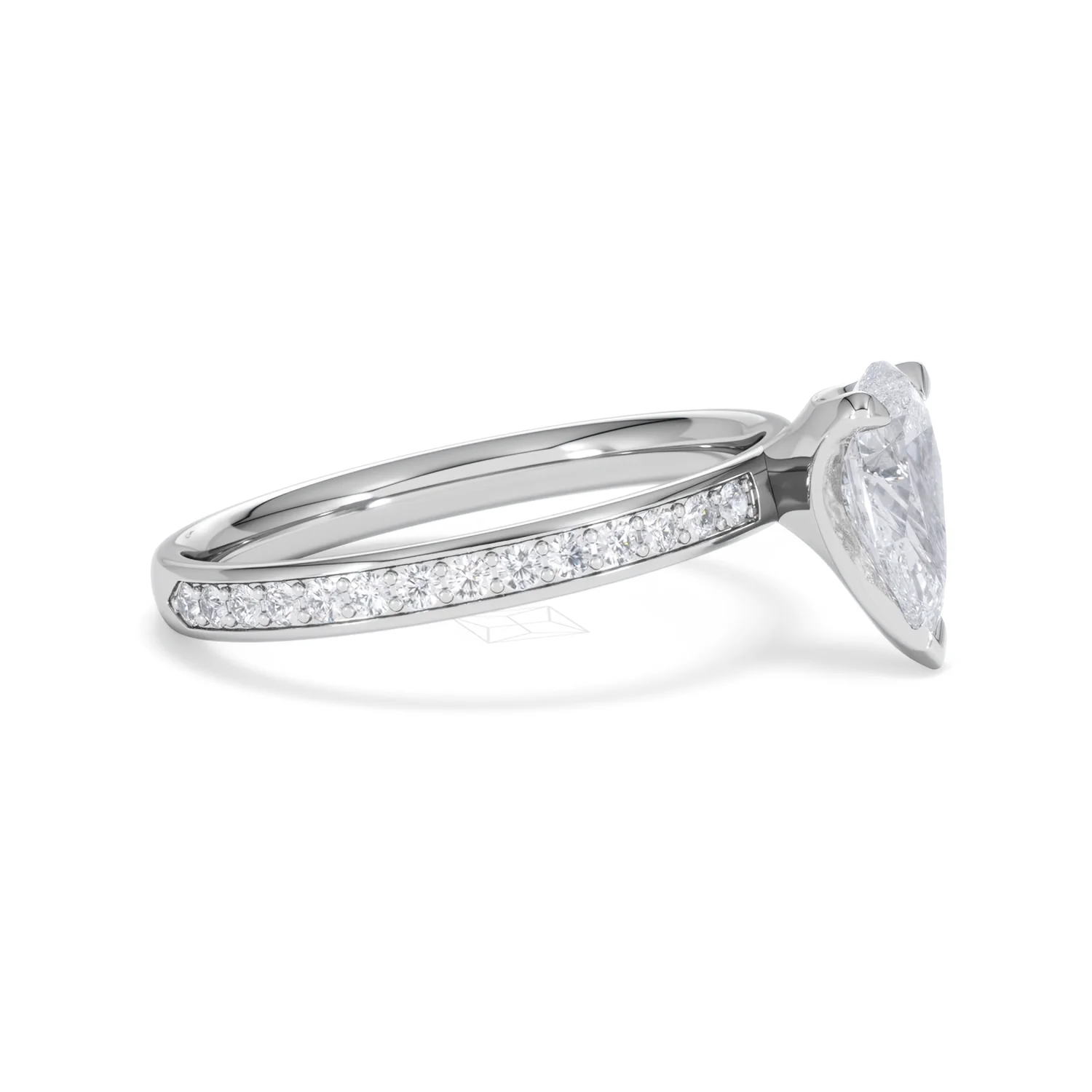Origin 1.25ct Pear Cut Lab Diamond Solitaire Engagement Ring with Side Stones in 18K White Gold - Image 22