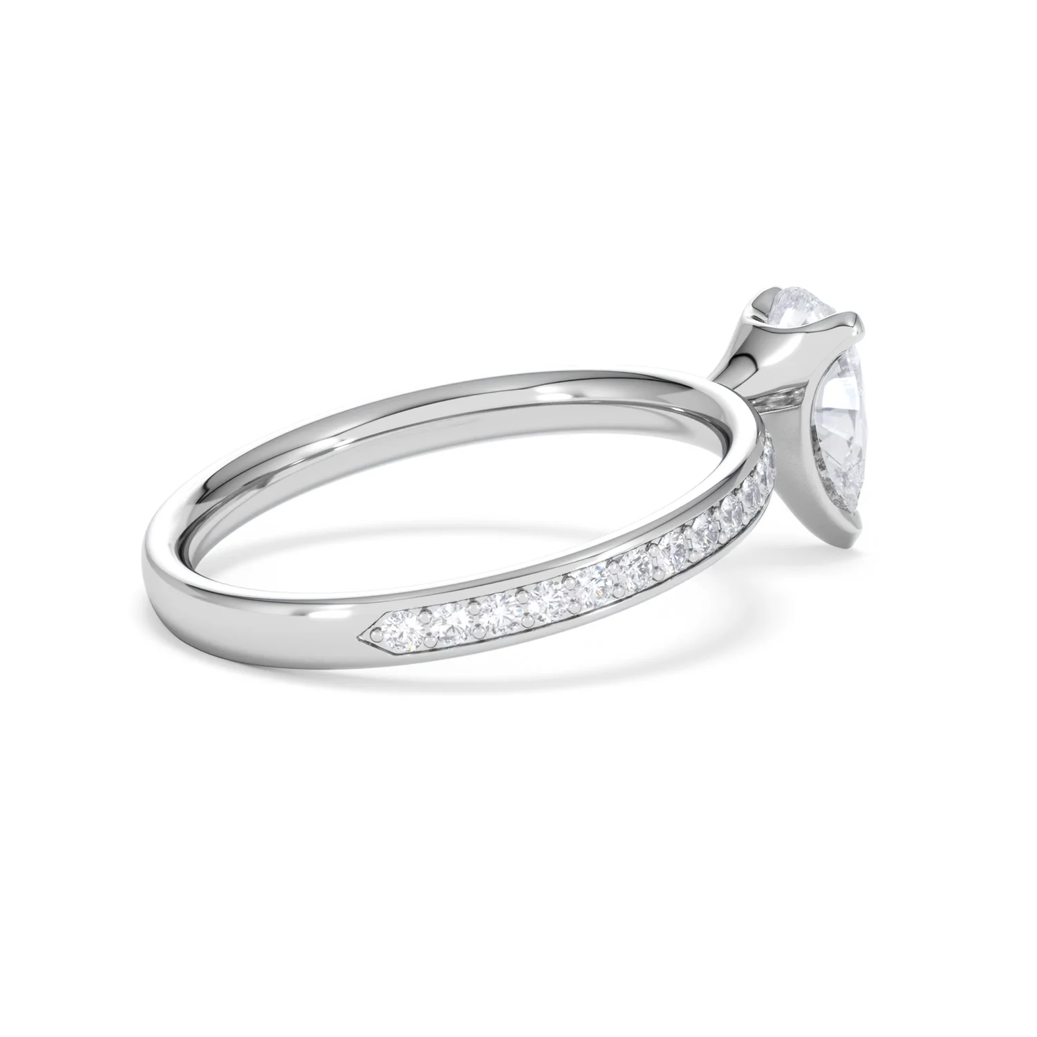 Origin 1.25ct Pear Cut Lab Diamond Solitaire Engagement Ring with Side Stones in 18K White Gold - Image 33